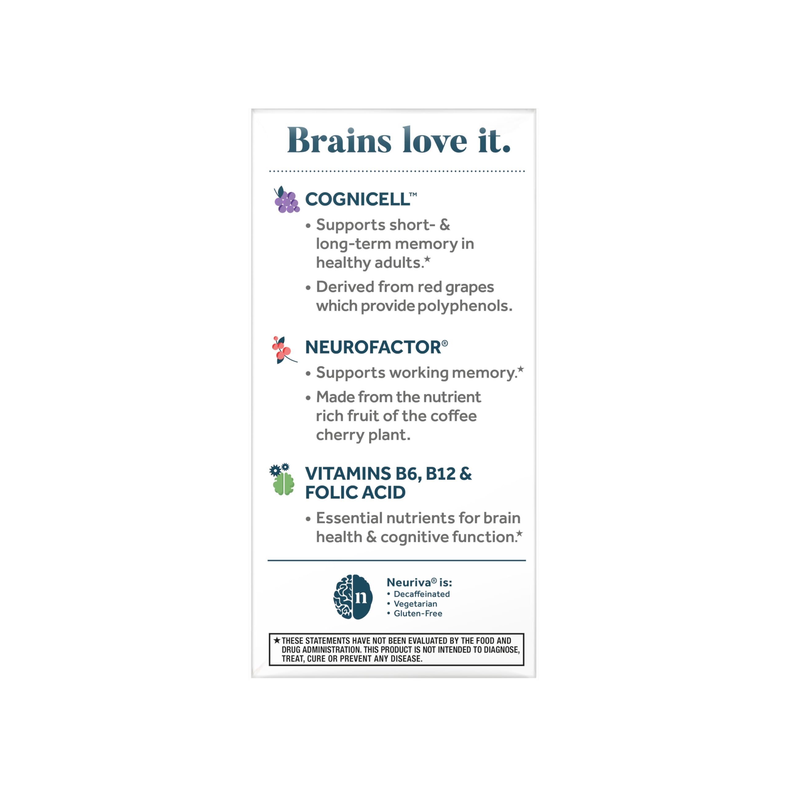 NEURIVA Memory 3D Brain Supplement - Decaffeinated Nootropic Capsules for Memory, Focus, & Cognitive Function - Short Term, Long Term, & Working Memory Support - 50ct NEURIVA buy supplements canada