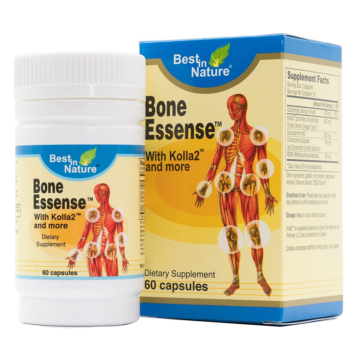 Best in Nature Bone Essense with Kolla2 (Type II Collagen) - Bone and Joint Health Supplement. (60 Count) Best in Nature buy supplements canada
