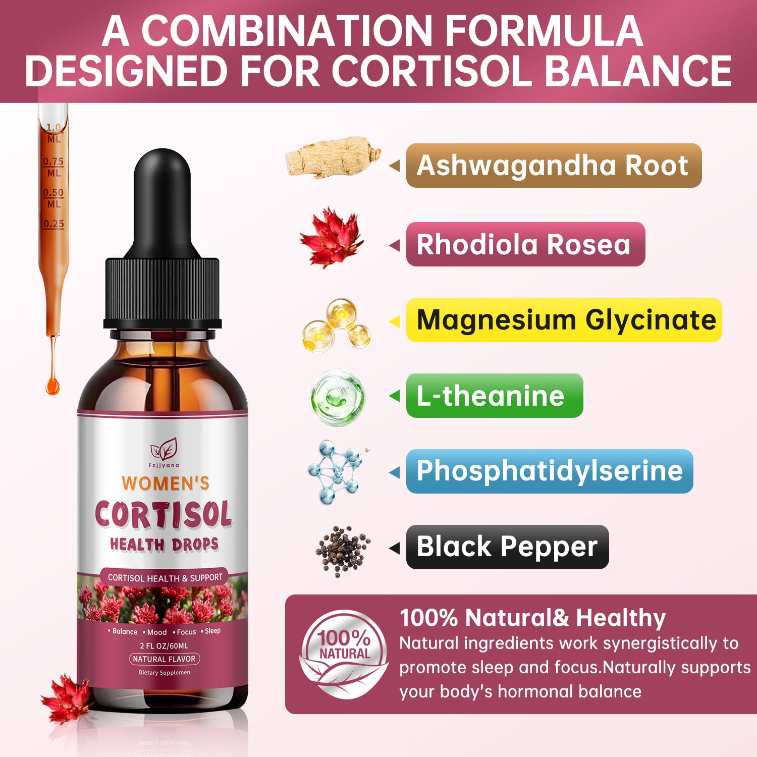 Cortisol Manager Liquid Drops, Cortisol Supplements for Women, with magnesium ashwagandha, rhodiola rosea,l-theanine,Phosphatidylserine-Promote Relaxation and Support Mood- 30 Day Vegan Supply Fzjjyana buy supplements canada