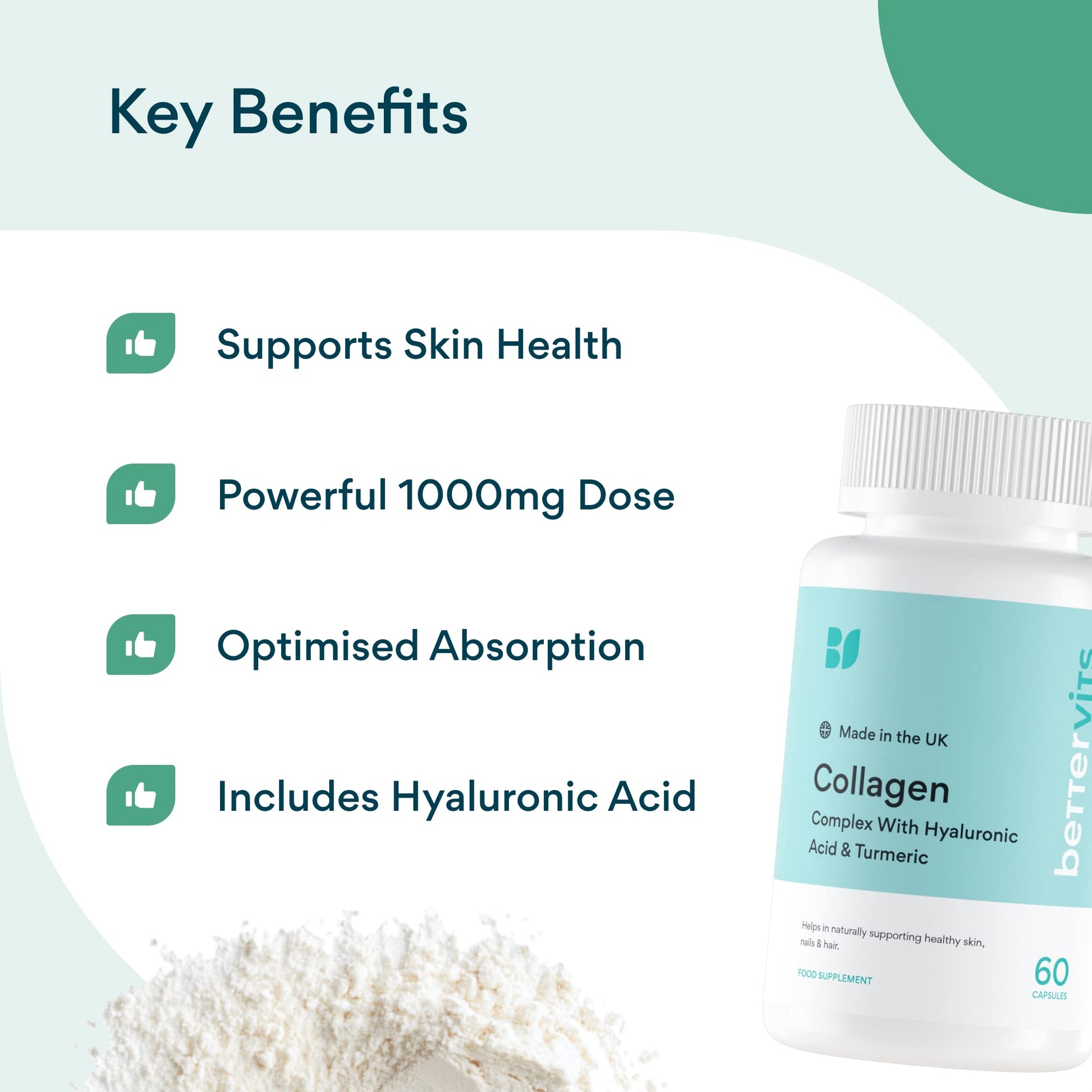 Bettervits Collagen Complex | 1000mg Hydrolyzed Capsules | Skin | Hair | Nails | Joints | Hydrates & Smooths Bettervits buy supplements canada