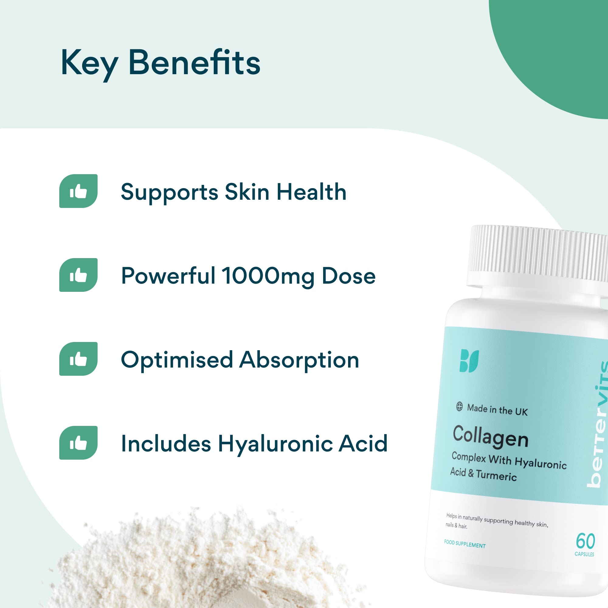 Bettervits Collagen Complex | 1000mg Hydrolyzed Capsules | Skin | Hair | Nails | Joints | Hydrates & Smooths Bettervits buy supplements canada