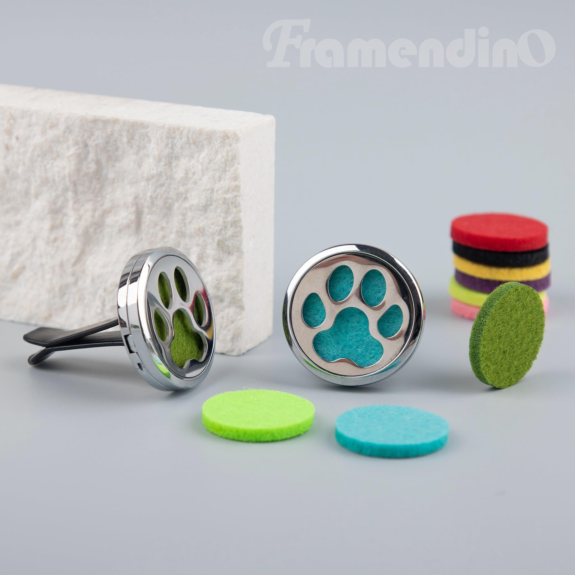 Framendino, 2 Pack Dog Paw Print Locket for Essential Oil Diffuser with 20 Felt Refill Pads Framendino buy supplements canada