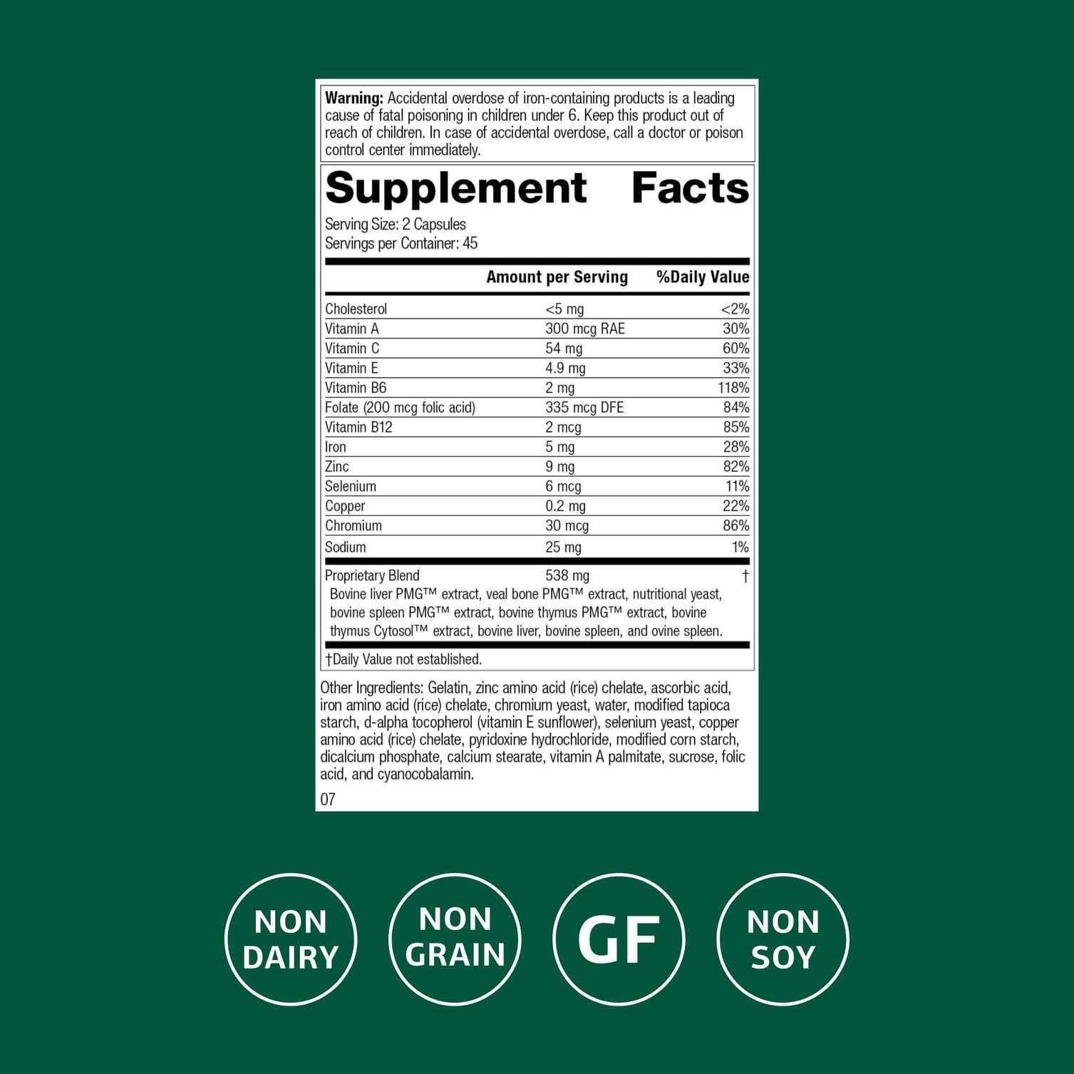 Standard Process Inc. Immuplex - Daily Immune Support Supplement with Folate, Iron, Vitamin C & Vitamin A - Mineral Supplement with Antioxidant Ingredients - 90 Capsules Standard Process Inc. buy supplements canada