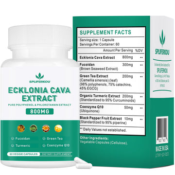 Spliferikou Ecklonia Cava Extract, 800mg, 60 Veggie Capsules with Fucoidan, Green Tea, Turmeric, CoQ10, Dietary Supplement Spliferkou buy supplements canada