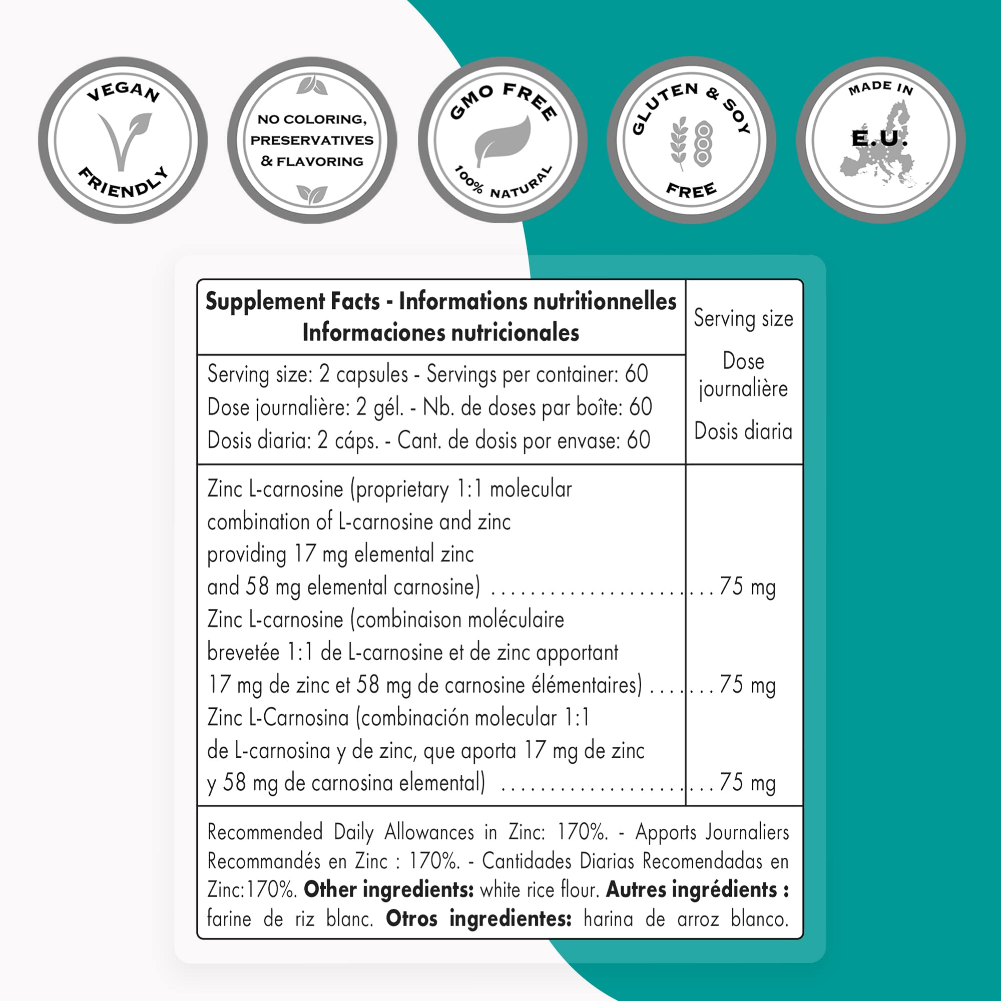 SuperSmart - Zinc L-Carnosine 75mg per Day (Well-Tolerated) - Zinc Carnosine Supplemen Supersmart buy supplements canada