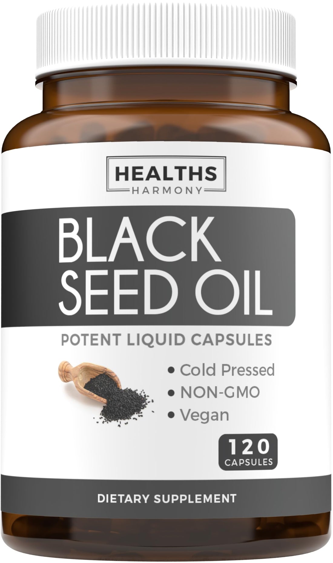 Black Seed Oil - 120 Softgel Capsules Skin Health (Non-GMO & Vegan) Cold-Pressed Nigella Sativa Producing Pure Black Cumin Seed Oil with Vitamin E Healths Harmony buy supplements canada