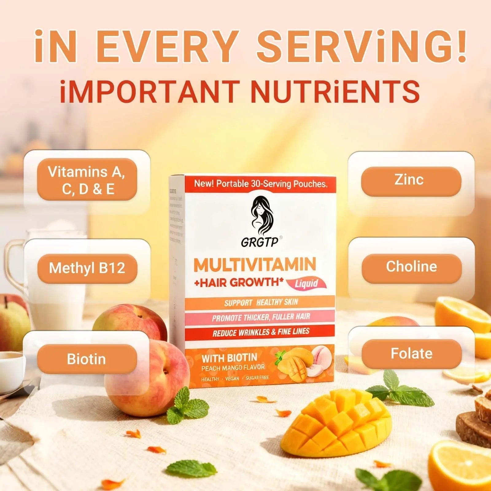 Liquid Multivitamin + Hair Growth | Biotin 10000mcg | Support Healthy Skin,Promote Thicker,Fuller Hair,Reduce Wrinkles & Fine Lines | 15.22 Fl Oz GRGTP buy supplements canada