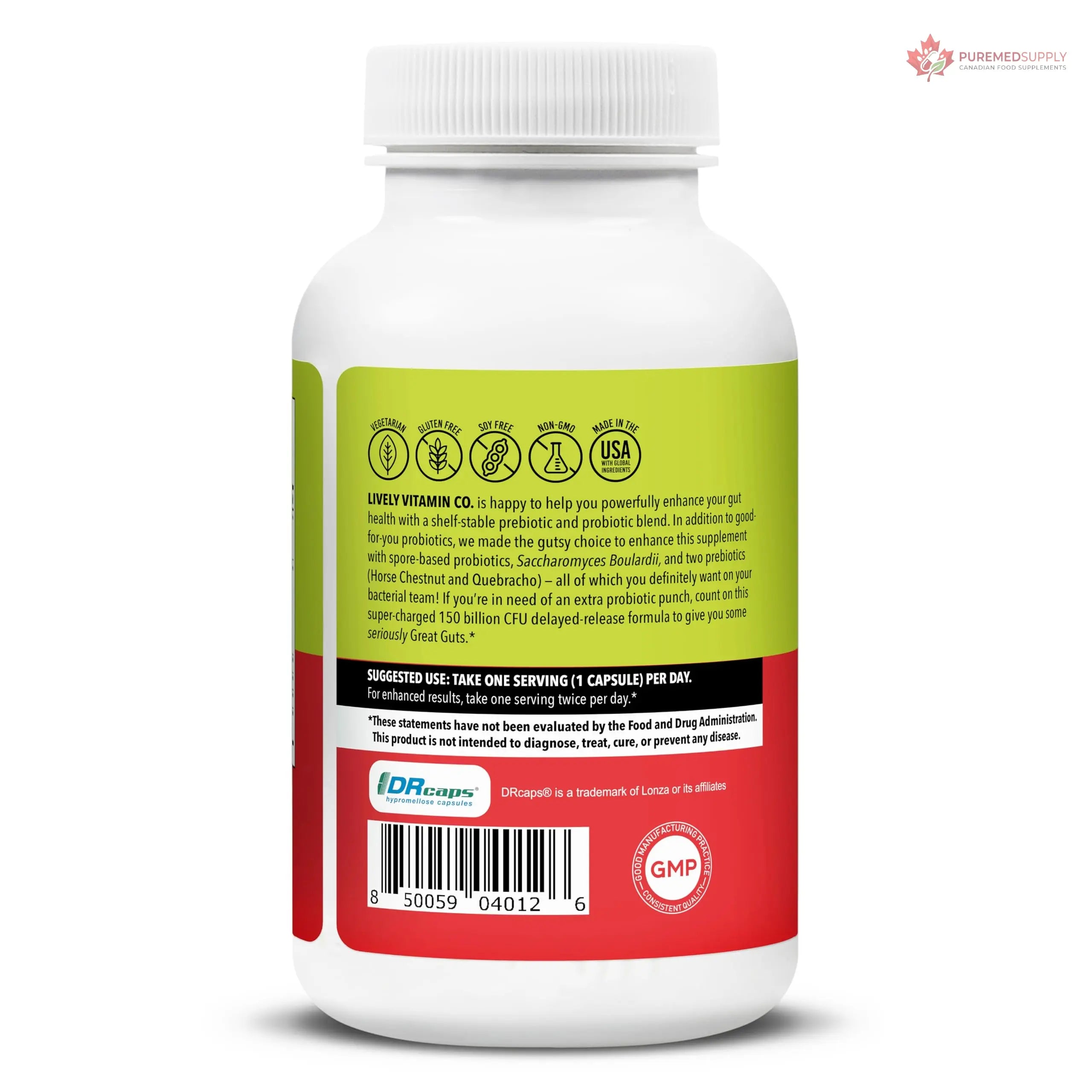 LIVELY VITAMIN CO. Great Guts Probiotic - 25 Billion CFU Probiotic - Balance Gut Microbiome, GI Tract, Inflammation, Indigestion, Reflux, Upset Stomach, & Diarrhea - 90 Caps LIVELY VITAMIN CO buy supplements canada
