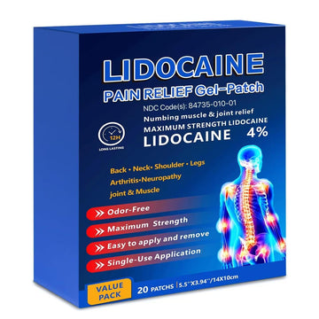 KIbabyDI Professional Lidocaine Pain Relief Patches - 20 Count | 4% Medicated Gel Patches for Targeted Joint & Muscle Comfort | Long-Lasting 12-Hour Relief, Ultra-Flexible Design -lb234 KIbabyDI buy supplements canada