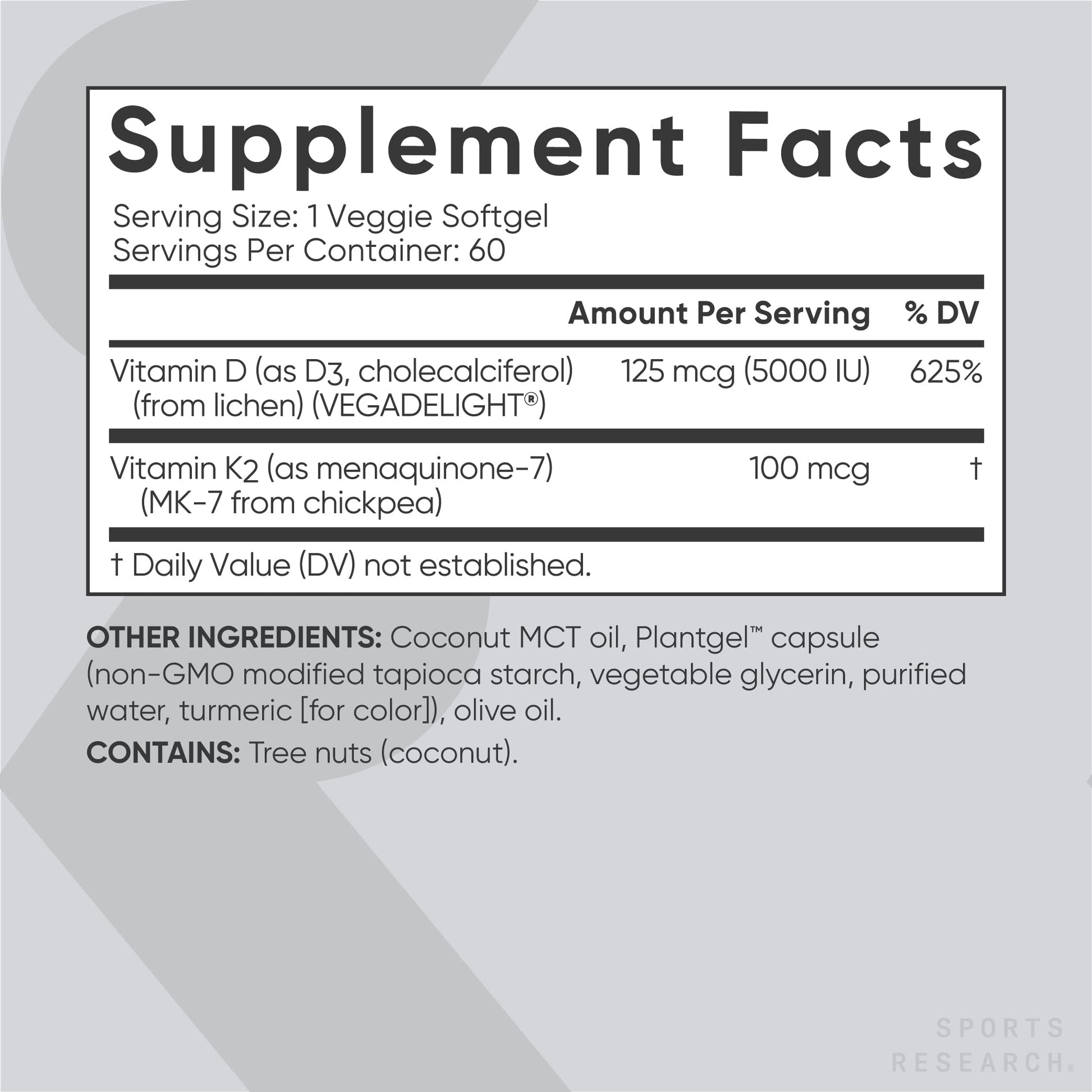 Sports Research Vegan Vitamin D3 + K2 Supplement with Organic Coconut Oil - 5000iu Sports Research buy supplements canada