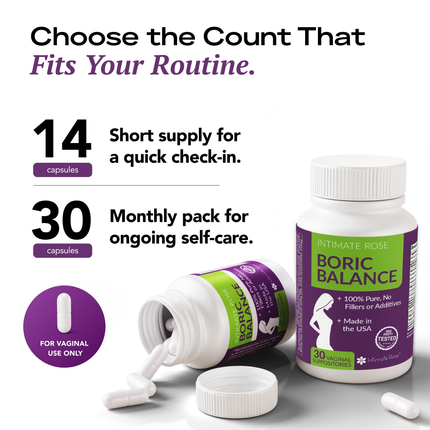 Intimate Rose Boric Acid Vaginal Suppositories, 30 Count for Feminine Deodorizing & Freshness - Vegan Capsules Intimate Rose buy supplements canada