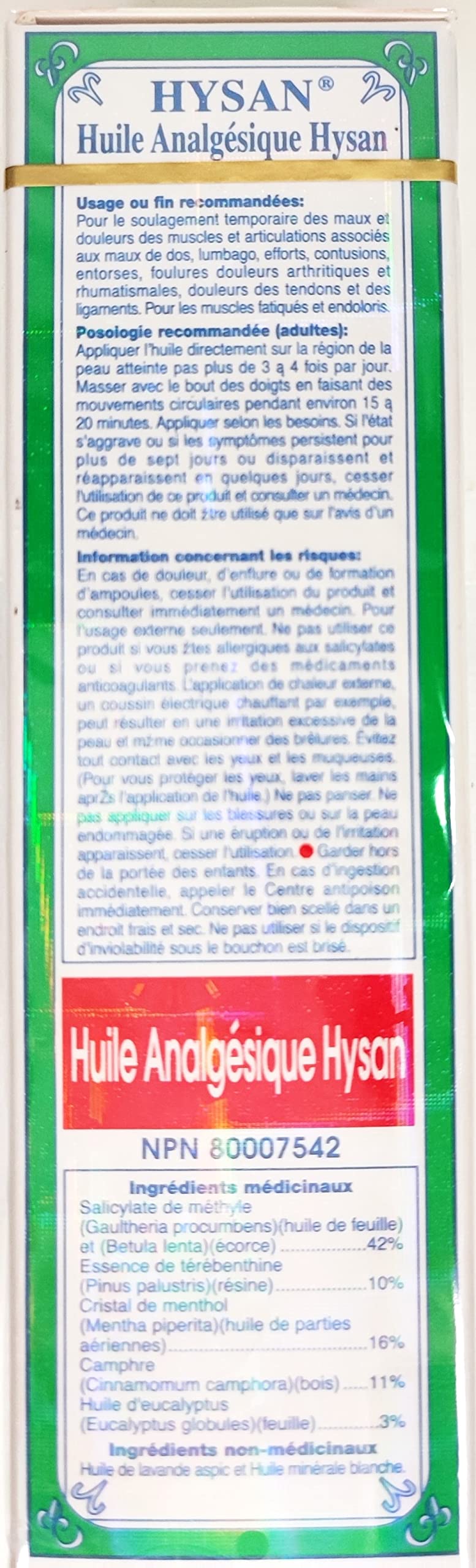 Hysan Pain Reliever Oil Y Hysan buy supplements canada