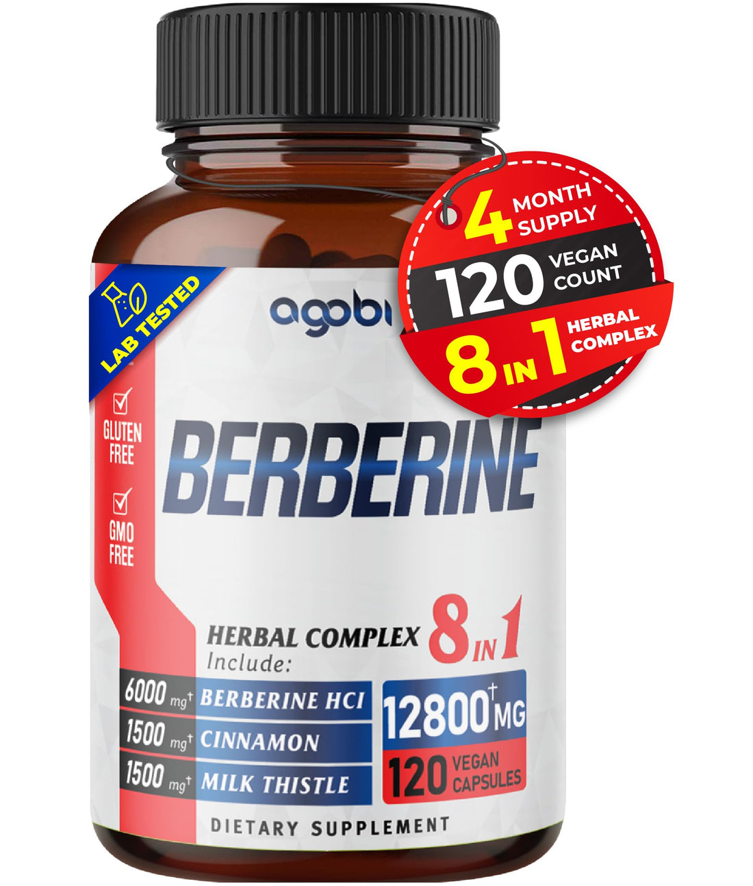 120 Capsules - Berberine Supplement 12800mg with Ceylon, Milk Thistle, Turmeric agobi buy supplements canada