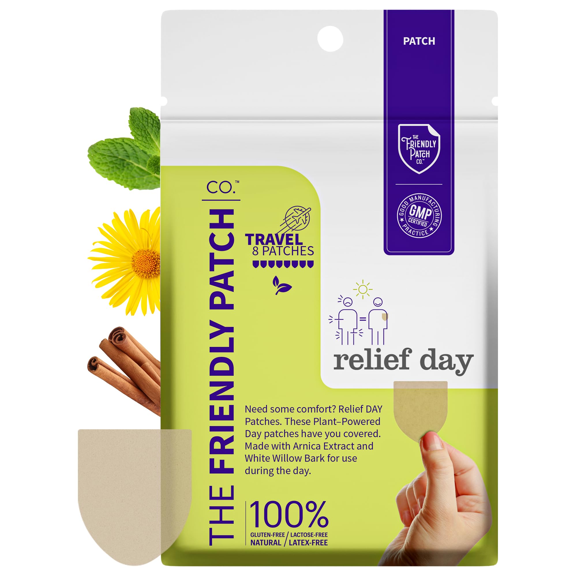 Relief Day & Night Patch Bundle - Arnica, White Willow Bark, Melatonin, Ashwagandha, Saffron & Peppermint for Soreness, Discomfort & Sleep Support for Women and Men - 16 Plant-Powered Patches The Friendly Patch CO. buy supplements canada