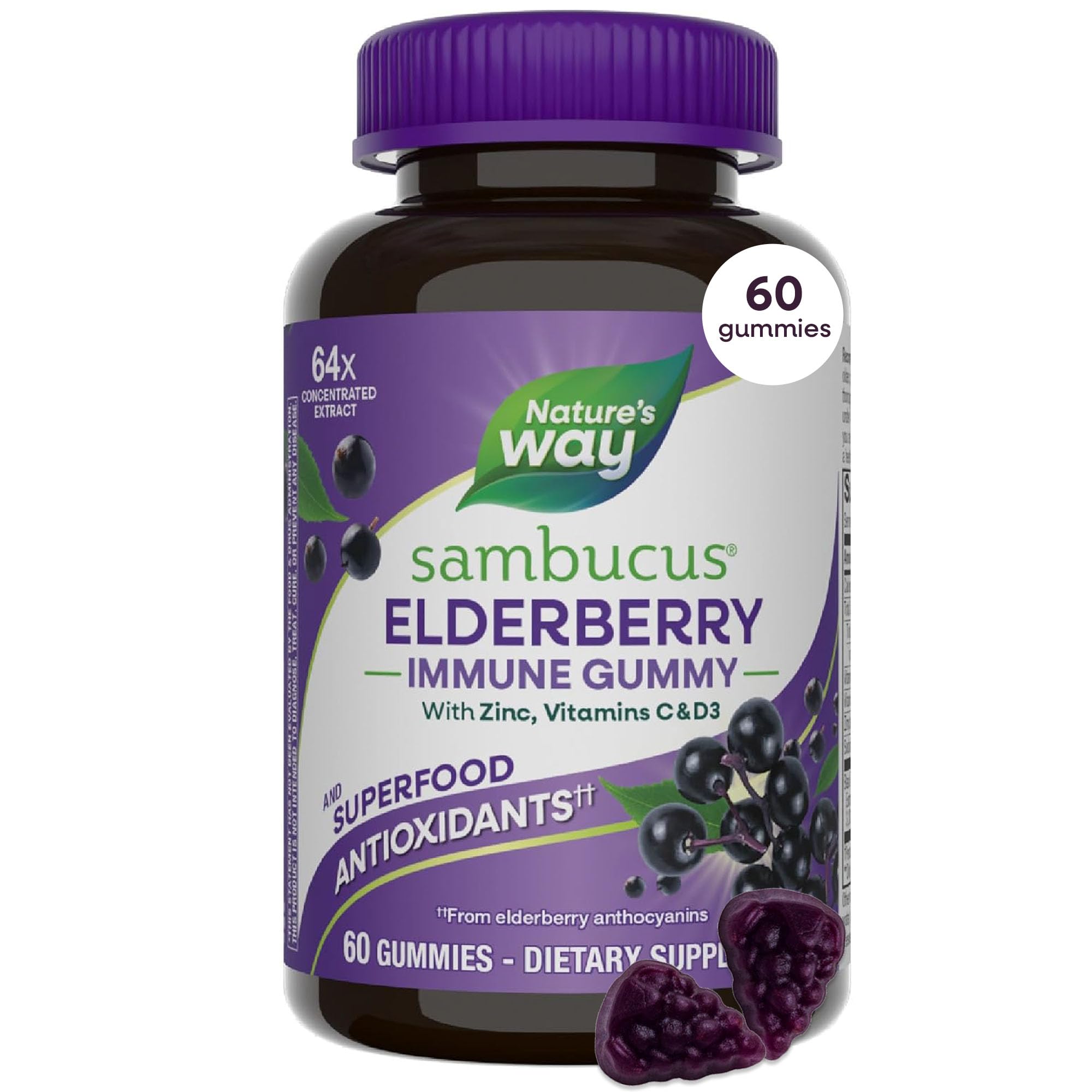 Nature’s Way Sambucus Elderberry Gummies, Immune Support Gummy for Adults & Kids Ages 4+ with Black Elderberry Extract, Vitamin C Nature's Way buy supplements canada