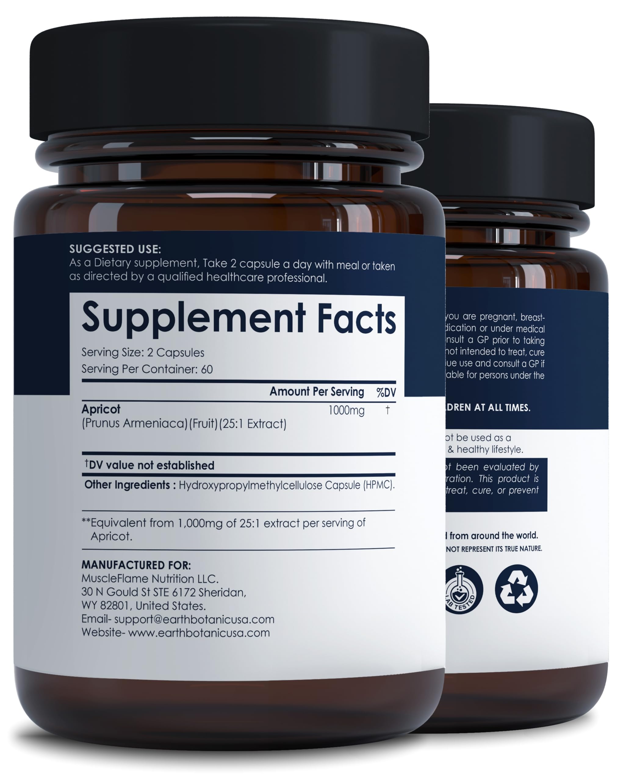 Earth BOTANIC Organic Apricot Extract, 1000 mg 120 Veggie Capsules (Vegan, Non-GMO) Herbal Supplements Earth BOTANIC Organic buy supplements canada
