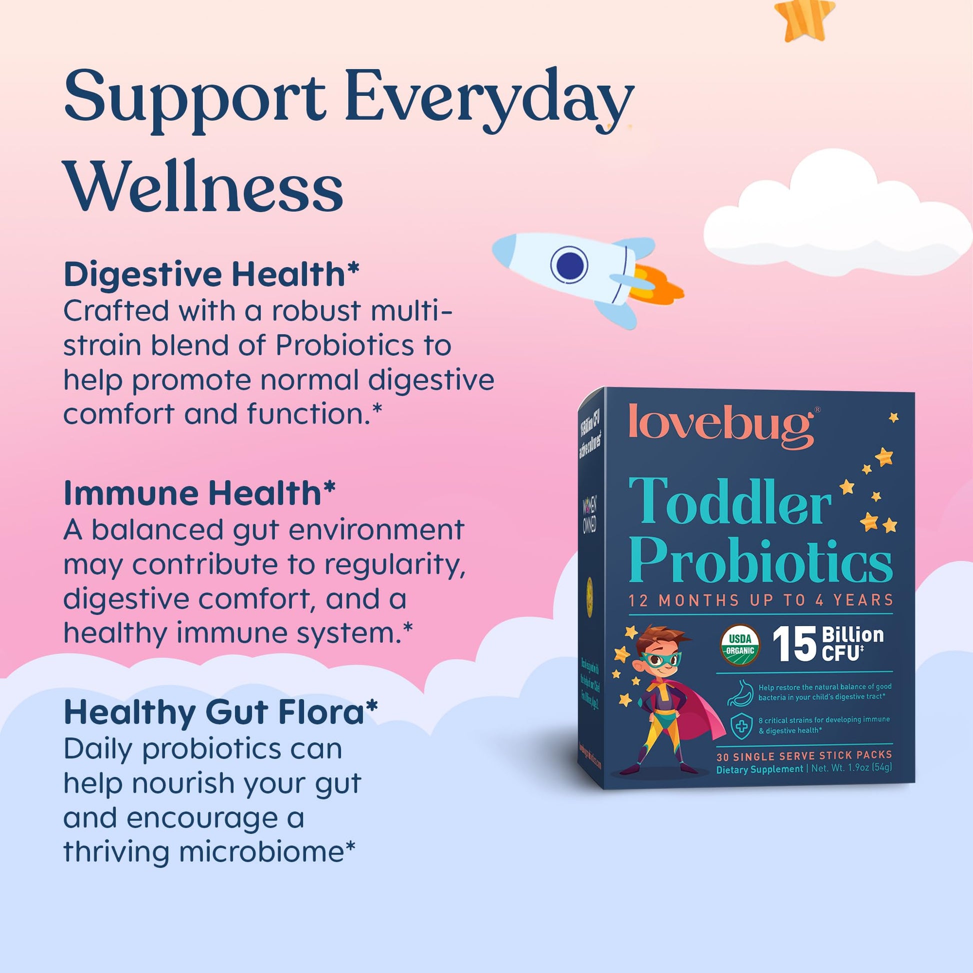 LOVEBUG Kids Probiotic Powder with Prebiotic Fiber - Toddler Immunity Support & Constipation Relief - USDA Organic Probiotics for Childrens Gut & Digestive Health LOVEBUG buy supplements canada