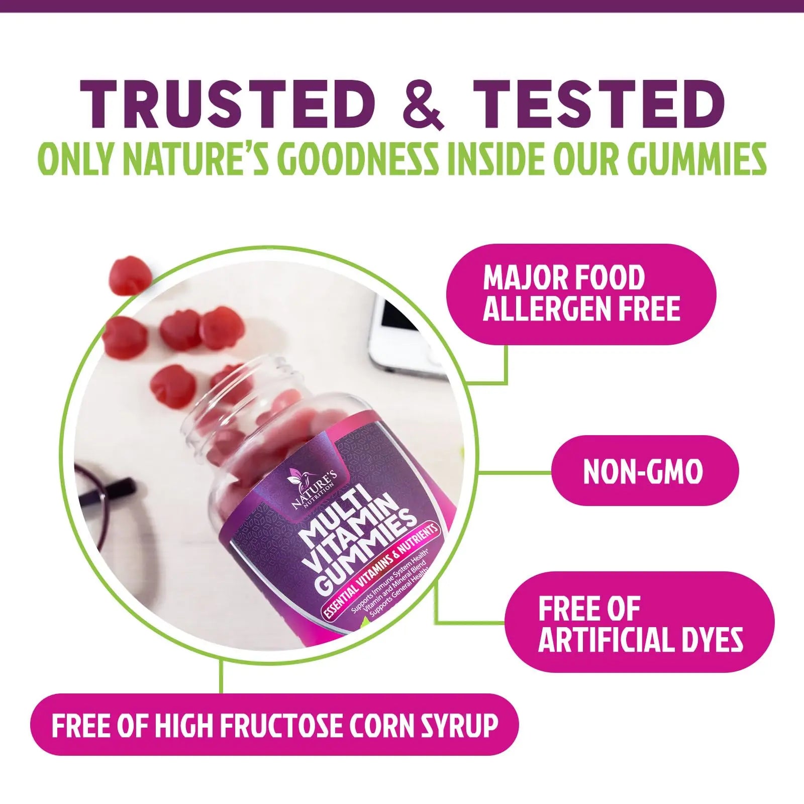 Multivitamin Gummies for Adult with Vitamins A, C, D, B12 - Gummy Multivitamins for Daily Nutritional Support Nature's Nutrition buy supplements canada