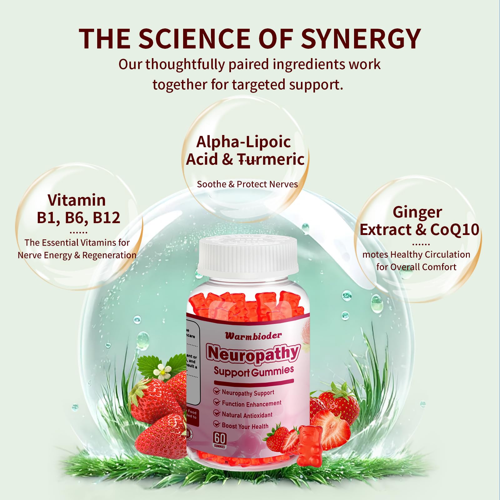 Sugar Free Neuropathy Support Gummies for Nerve – Enhanced Nerve Health, Regeneration, Cognitive Support with Vitamin B1, B6, B12, Magnesium, ALA, Turmeric, CoQ10 & More Warmbioder buy supplements canada