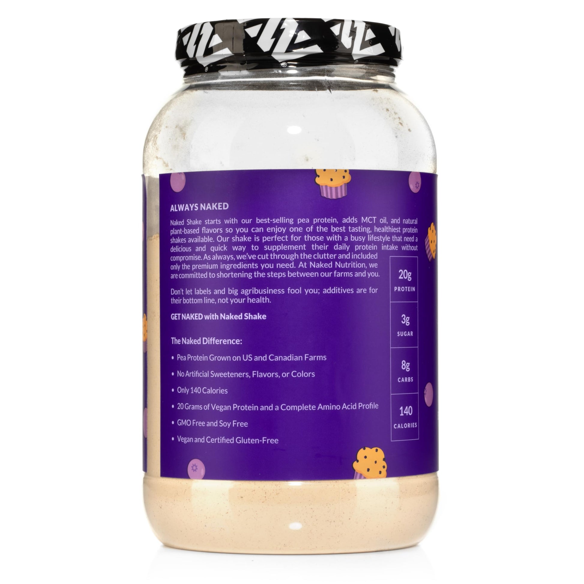Naked Shake - Blueberry Muffin Protein Powder - Flavored Plant Based Protein Naked Nutrition buy supplements canada