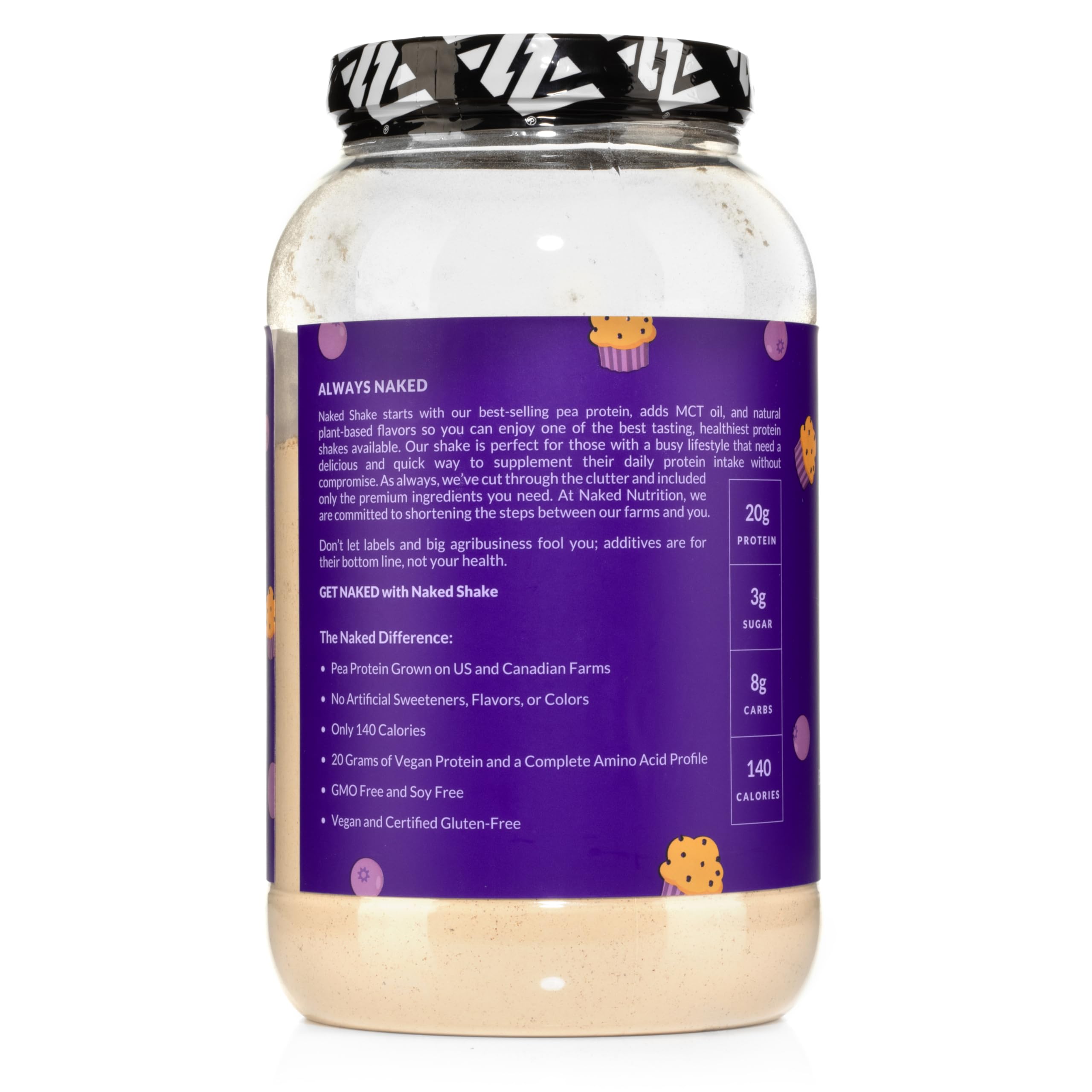 Naked Shake - Blueberry Muffin Protein Powder - Flavored Plant Based Protein Naked Nutrition buy supplements canada