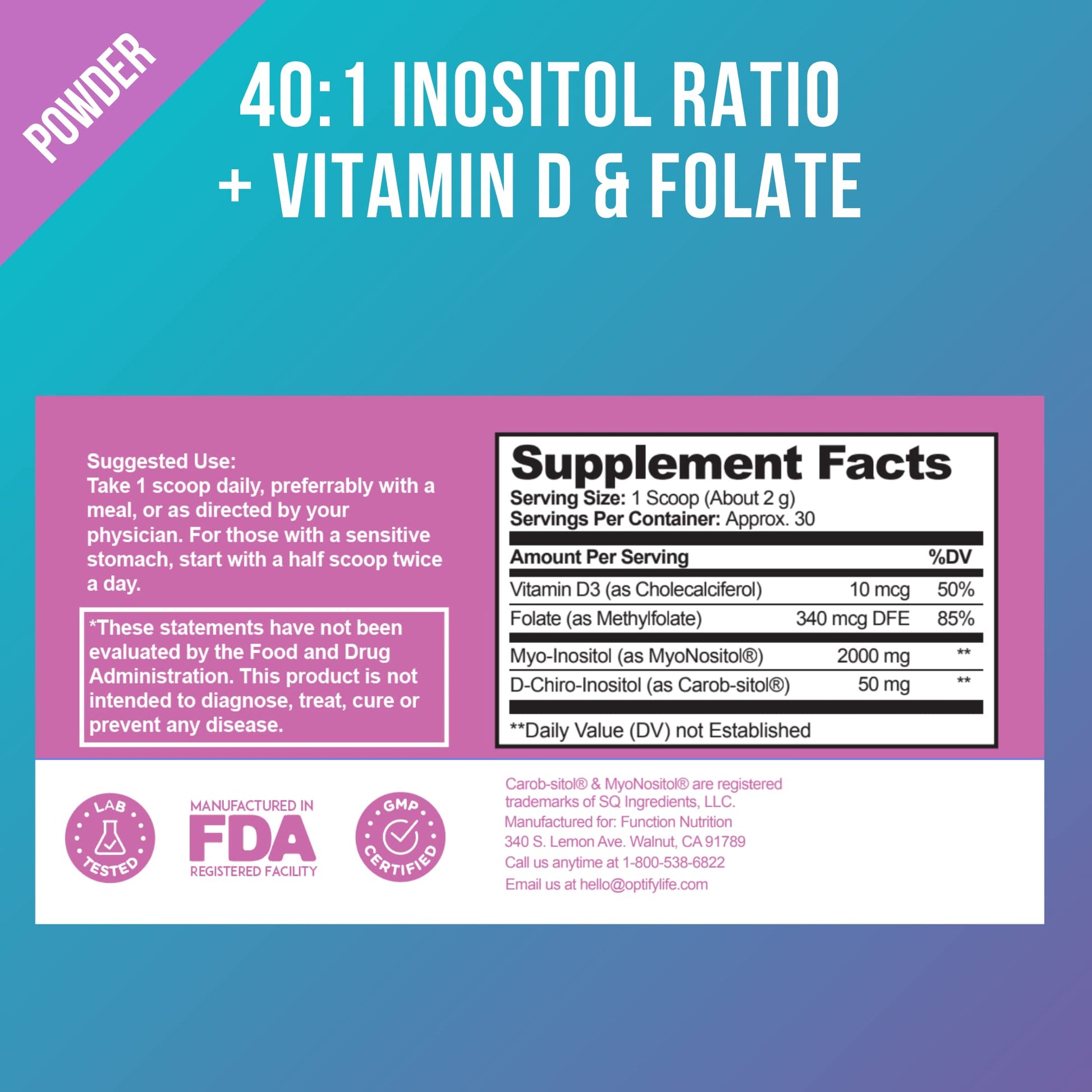 Premium Inositol Supplement Bundle - Myo-Inositol and D-Chiro Inositol Plus Folate Optify buy supplements canada