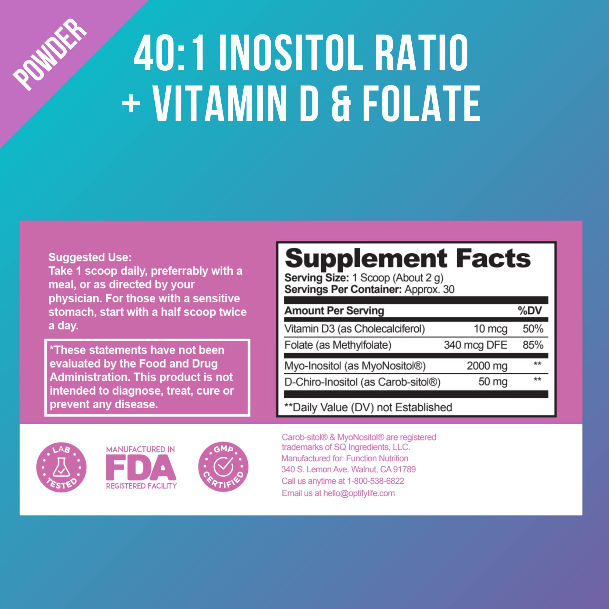 Premium Inositol Supplement Bundle - Myo-Inositol and D-Chiro Inositol Plus Folate Optify buy supplements canada
