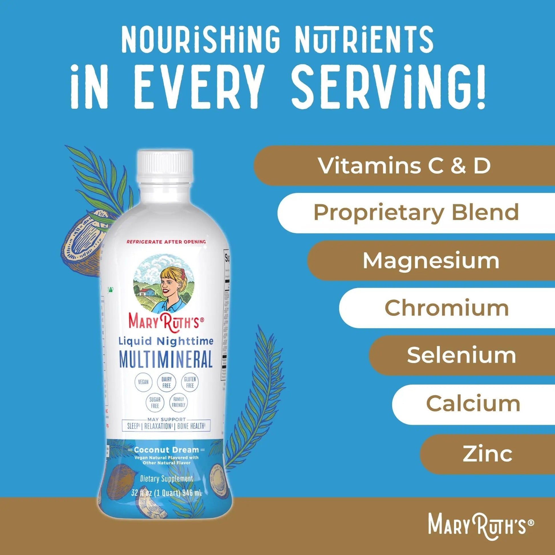 MaryRuth's Multivitamin Gummies for Women (Strawberry) & Liquid Nighttime Multimineral (Coconut, 32oz) | Clean Label Project Verified MARYRUTH'S buy supplements canada