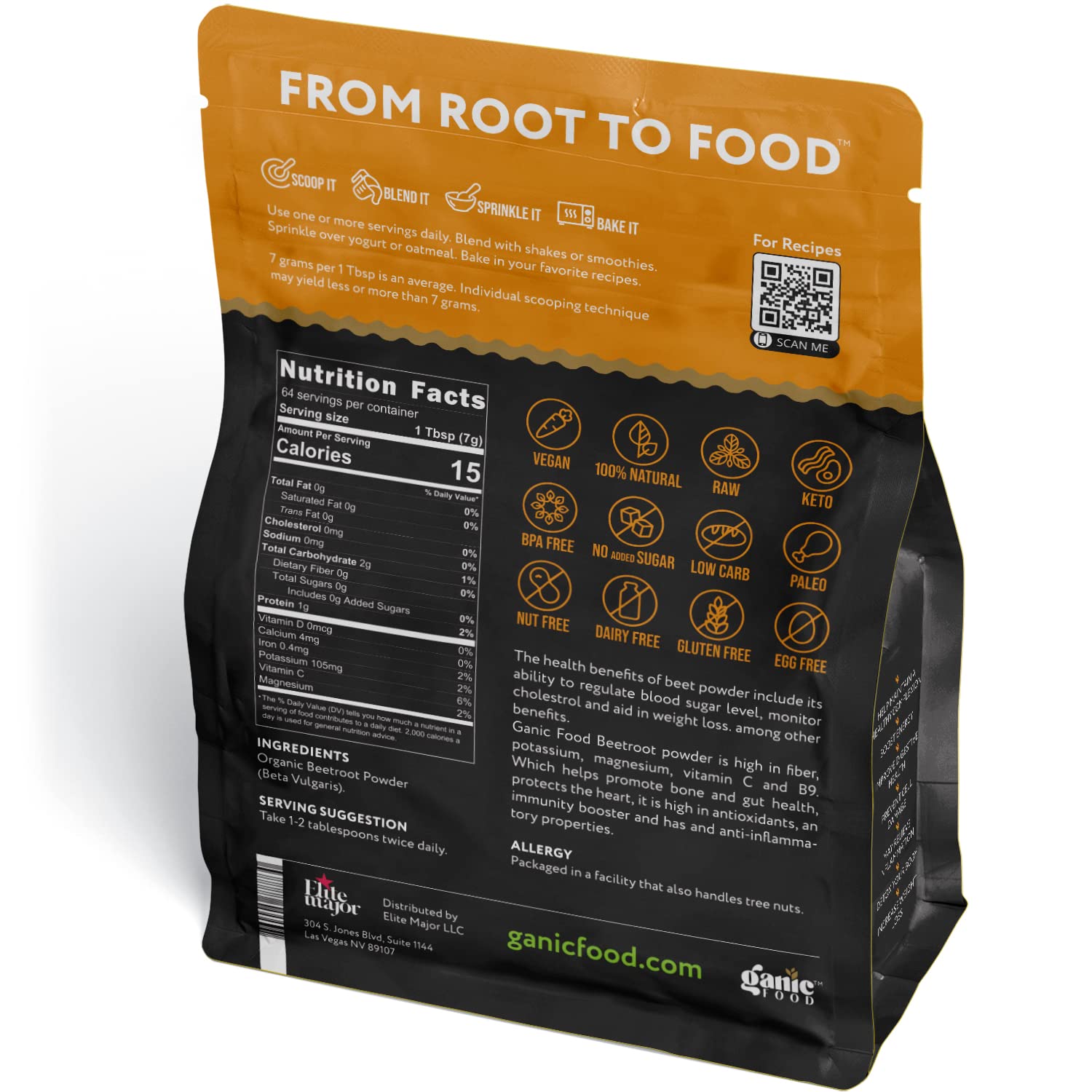 Ganic Food Organic Beetroot Powder, 16 Ounces Ganic Food buy supplements canada