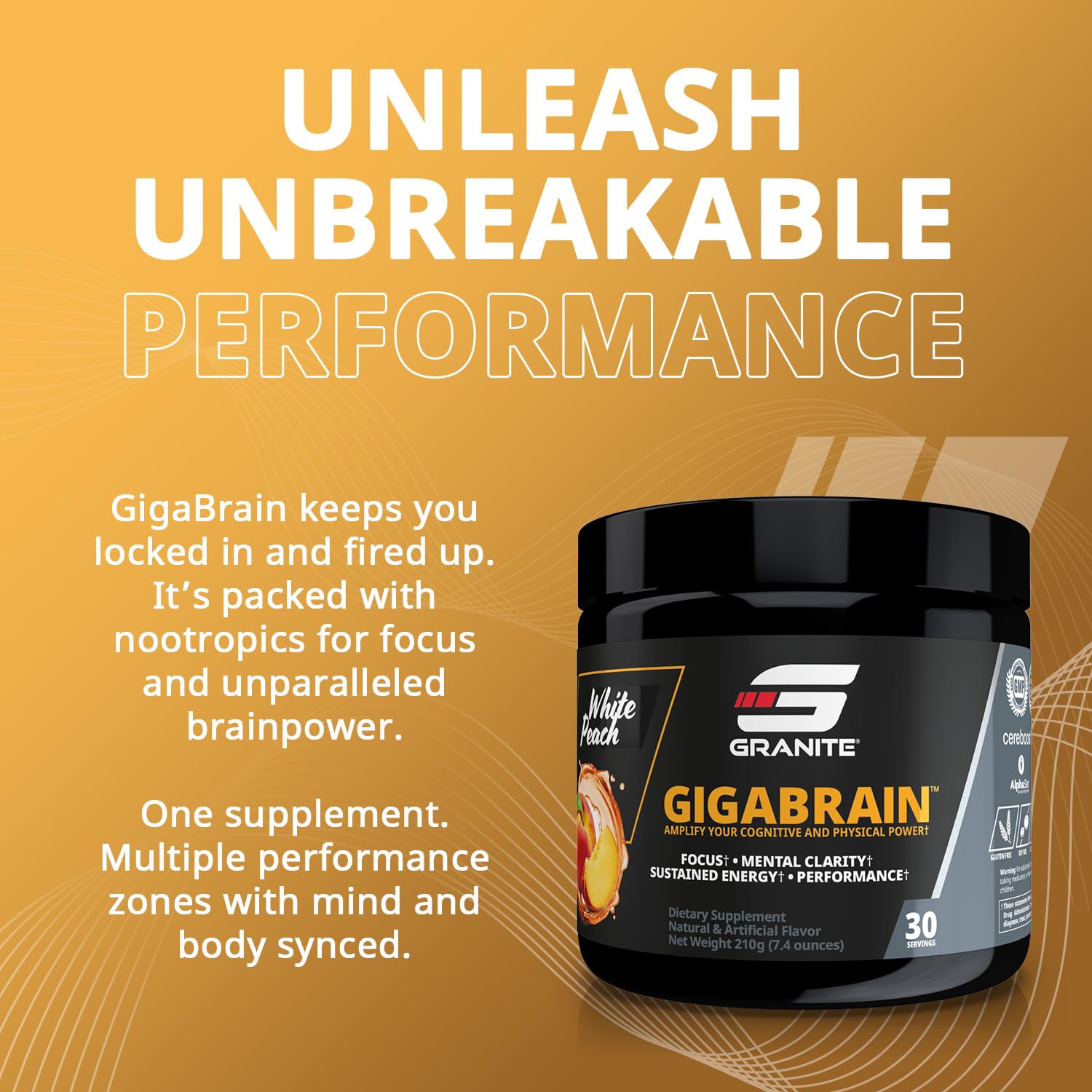Granite Nutrition GigaBrain Nootropic Energy Powder – Cereboost, Alpha-GPC & ElevATP – Cognitive Focus Supplement for Sustained Energy & Performance – White Peach, 30 Servings Granite Supplements buy supplements canada