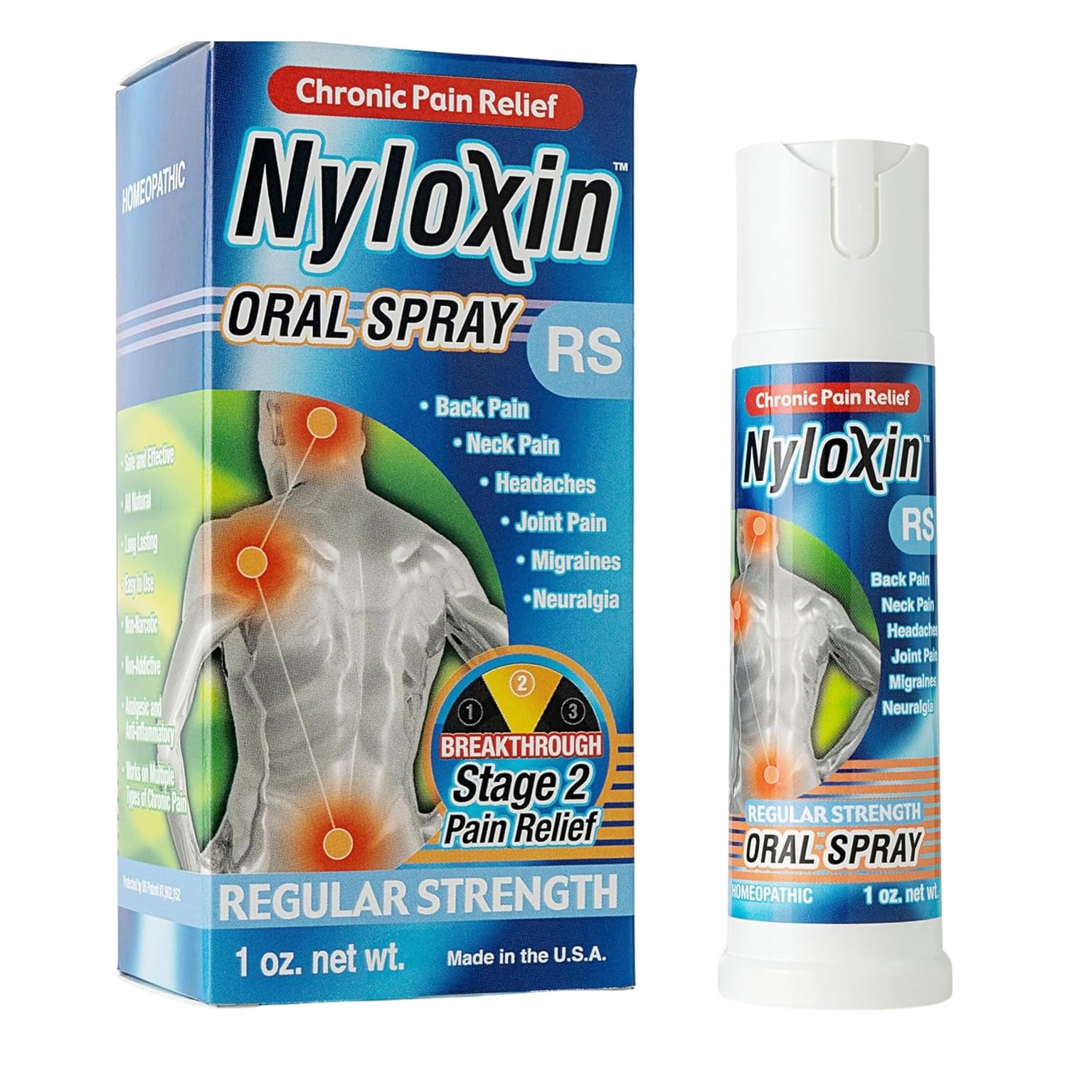 Nyloxin Oral Spray Arthritis Pain Relief, Professional Grade Pain Reliever for Back, Nerve, Knee, Foot, Muscle and Joint Pain Relief and Neuropathy Support (1 oz) (Orange Flavor) Nyloxin buy supplements canada