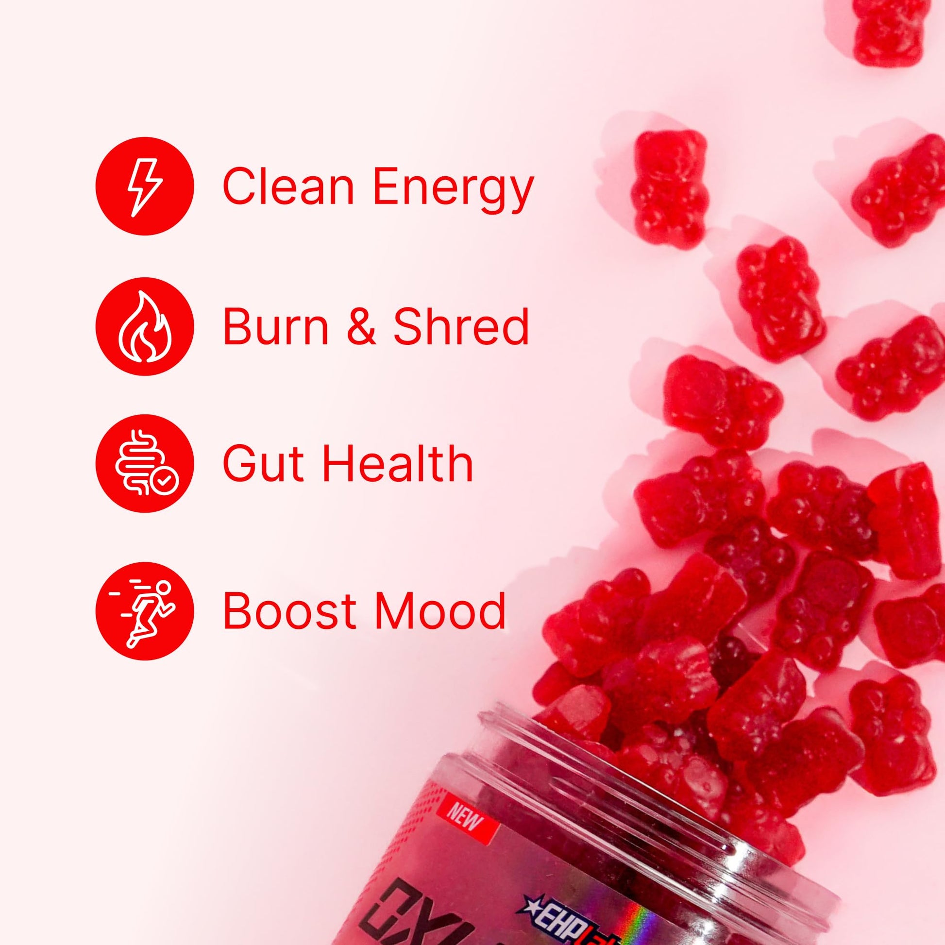 EHP Labs OxyShred Gummies - Pre Workout Gummies & Energy Chews with 100mg Caffeine, L-Carnitine for Thermo & Metabolic Support, All Natural Energy Boost EHP Labs buy supplements canada