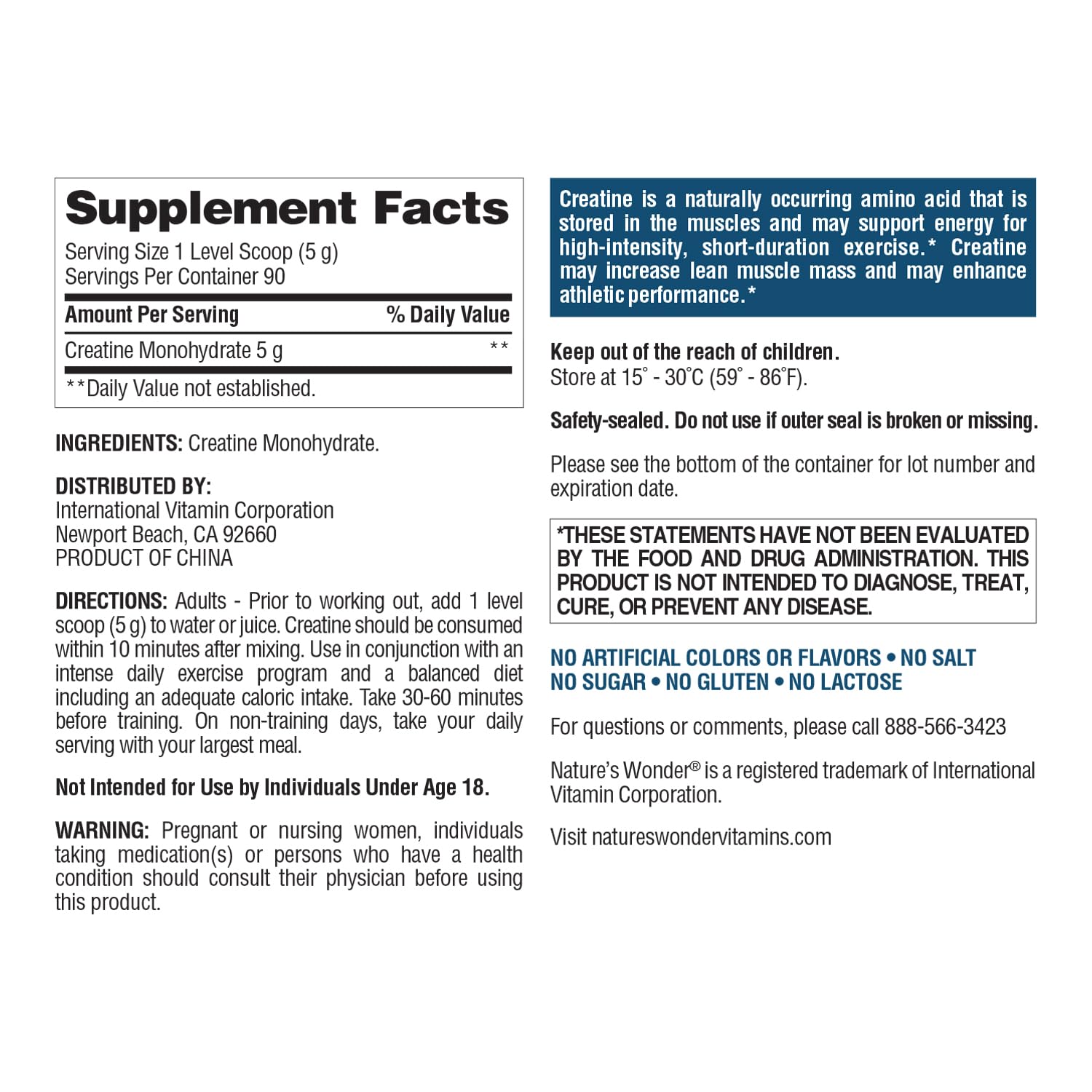 Nature's Wonder Micronized Creatine Monohydrate Powder 5g, Muscle Health, Muscle Energy Production, No Lactose, 5g of Micronized creatine Powder per Serving, 450G, 90 Servings Nature's Wonder buy supplements canada
