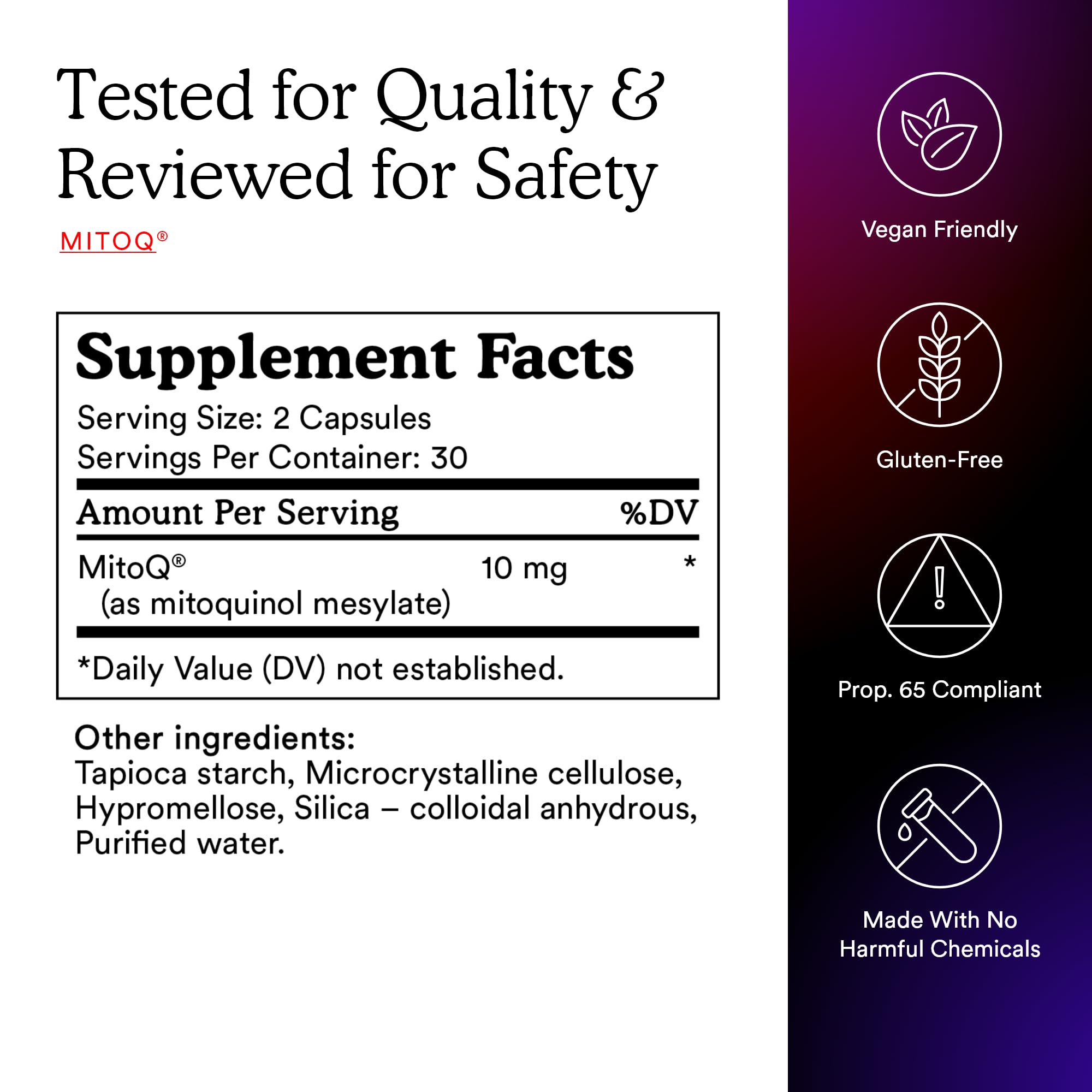 MitoQ Pure Advanced Mitochondria Supplement Superior Bioavailability to CoQ10 | Reduces Free Radical Damage for Healthy Aging, Metabolism, Heart Health, Energy, Strength & Mobility MitoQ buy supplements canada