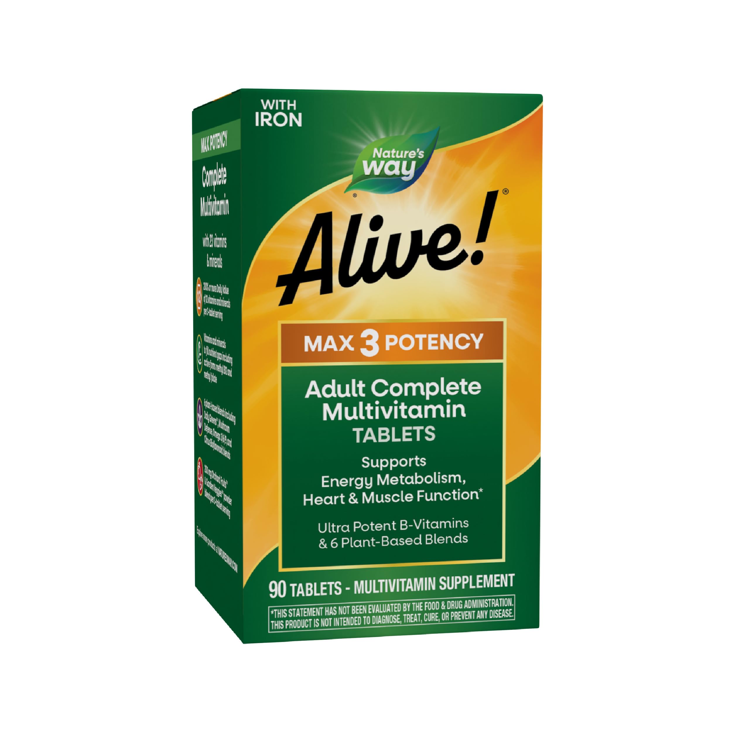 Nature's Way Alive! Max3 Potency Daily Multivitamin, Methylated B12 and Folate, Ultra Potency B-vitamins to Support Energy Metabolism*, 90 Tablets Nature's Way buy supplements canada