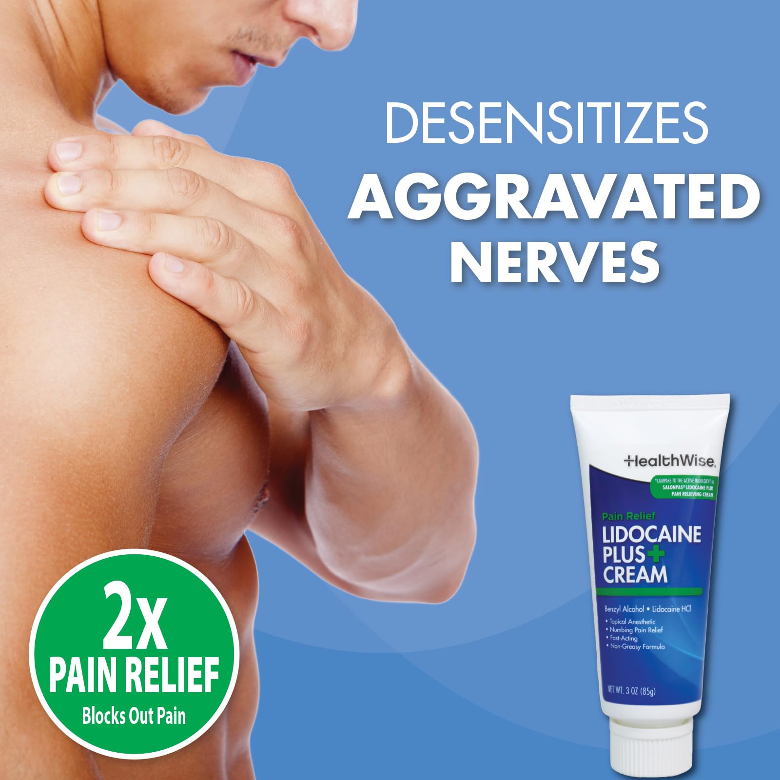 HealthWise Lidocaine Plus+ Cream | Numbs Away Pain | | Non-Greasy | 3.0 Oz | 4% OTC Lidocaine + 10% Benzyl Alcohol | Topical Anesthetic HealthWise buy supplements canada