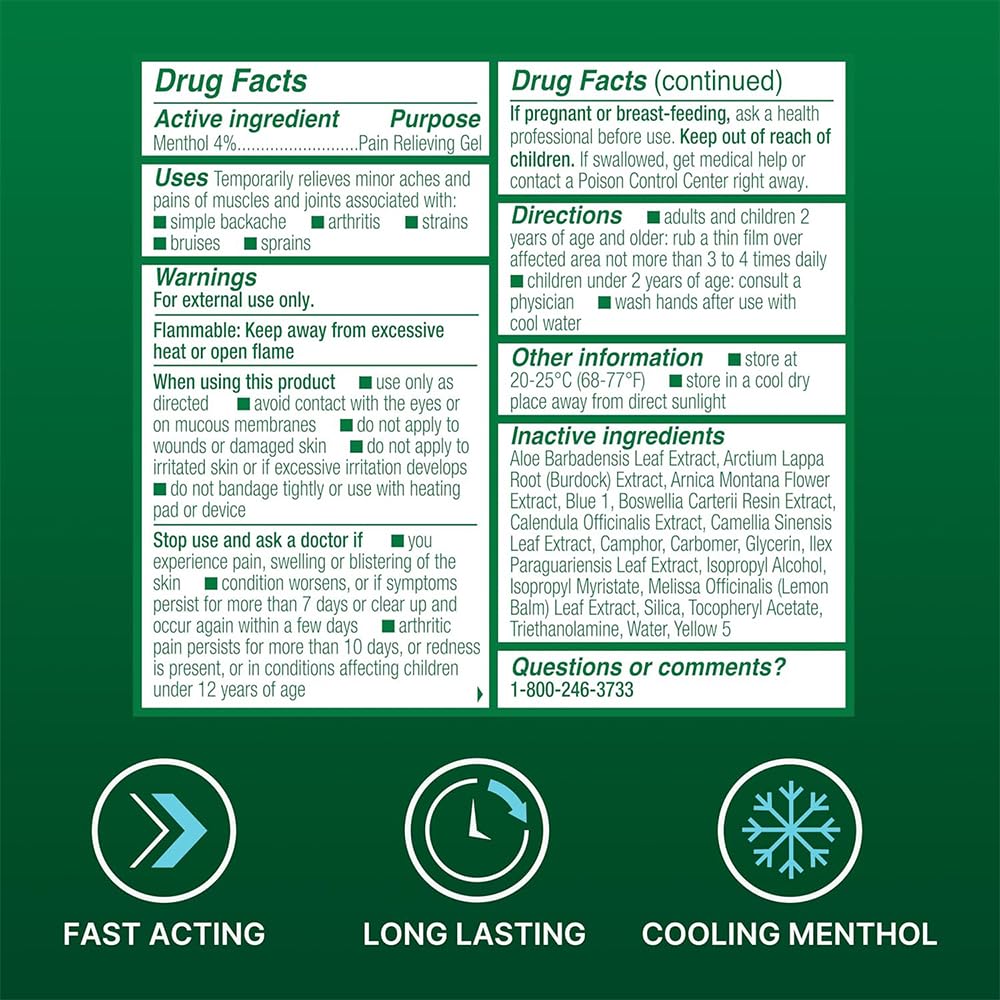Biofreeze 13451 Roll-On Pain-Relieving Gel, 2.5 FL oz, Green Topical, Arthritis, Strains, Bruises, & Sprains (7.5 Fl Oz (Pack of 3), 3, Count) Biofreeze buy supplements canada
