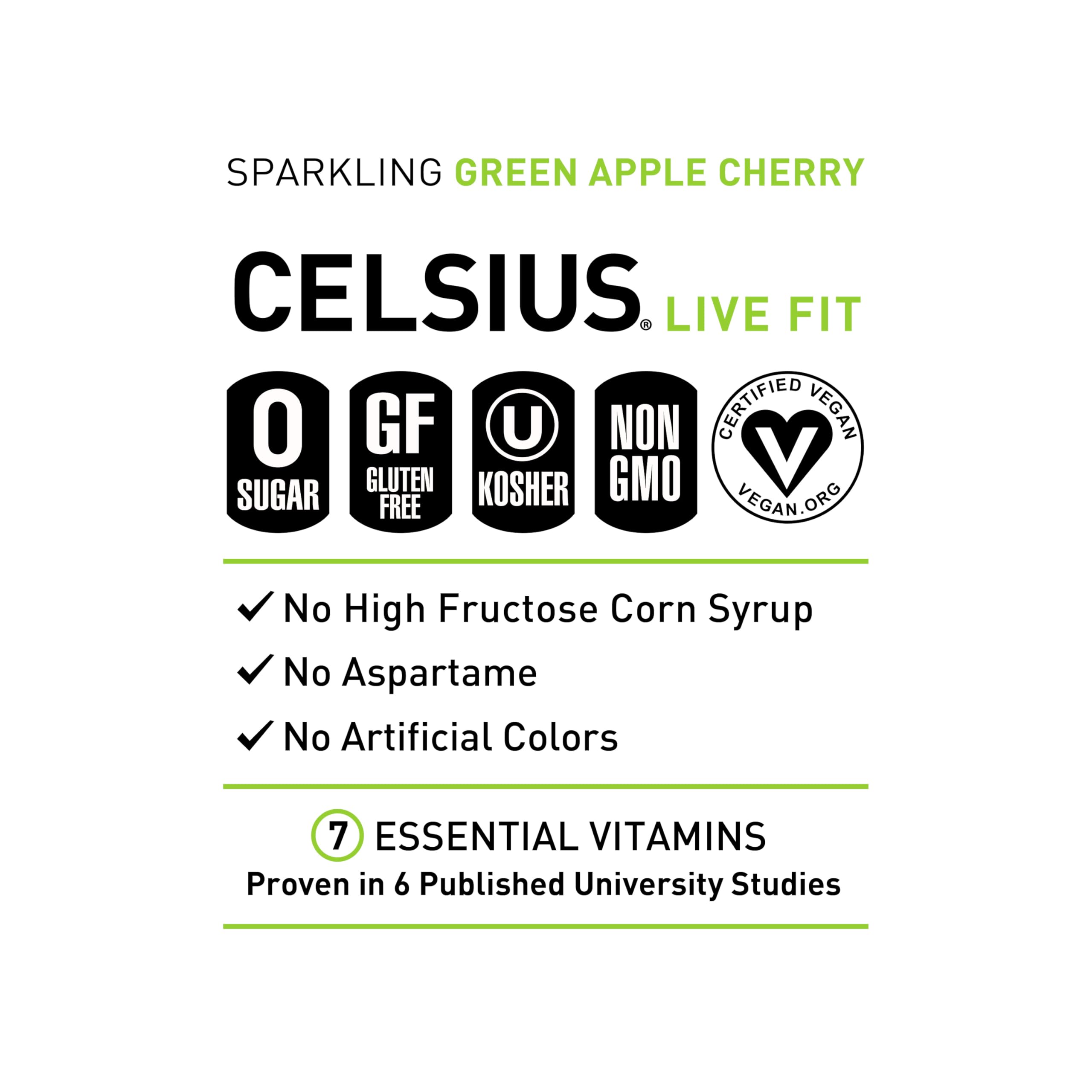 CELSIUS Sparkling Green Apple Cherry, Functional Essential Energy Drink, 12 Fl Oz CELSIUS buy supplements canada