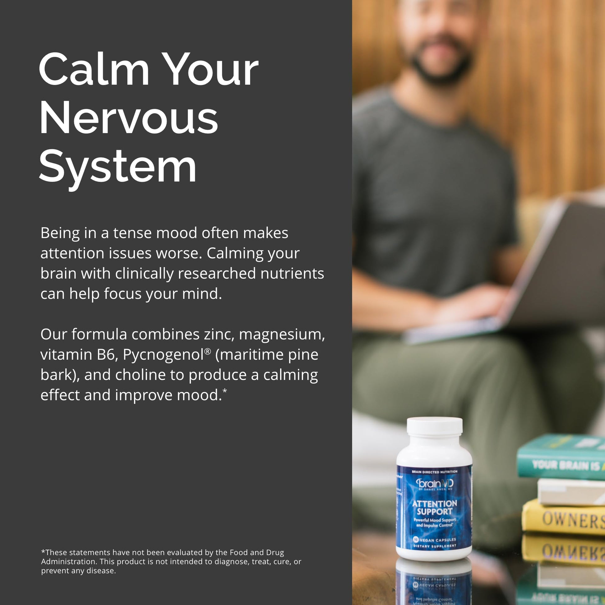BRAINMD Dr Amen Attention Support - 90 Capsules - Promotes Mental Focus & Impulse Control - Gluten Free - 30 Servings BRAINMD buy supplements canada