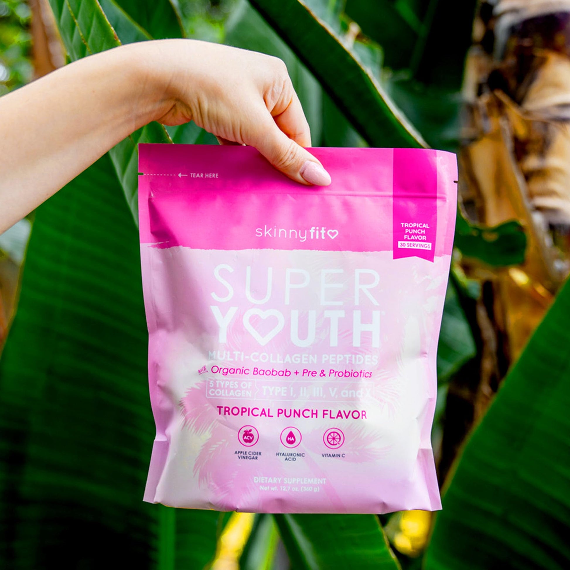 SkinnyFit Super Youth Tropical Punch Multi-Collagen Peptides + Probiotics, Baobab Fiber SkinnyFit buy supplements canada