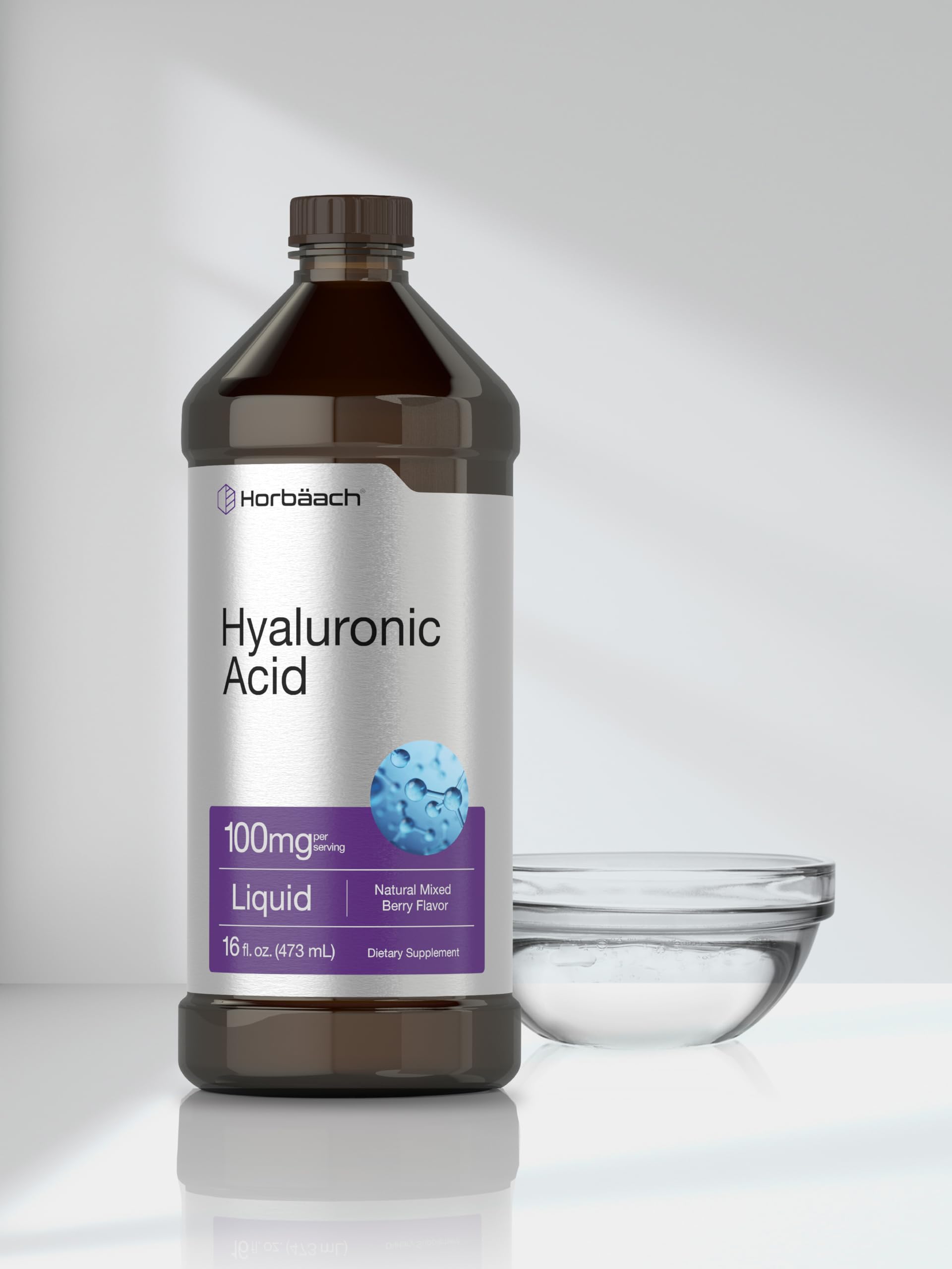 Liquid Hyaluronic Acid Supplement | 100 mg | 16 oz | Mixed Berry Flavor | Non-GMO Horbäach buy supplements canada