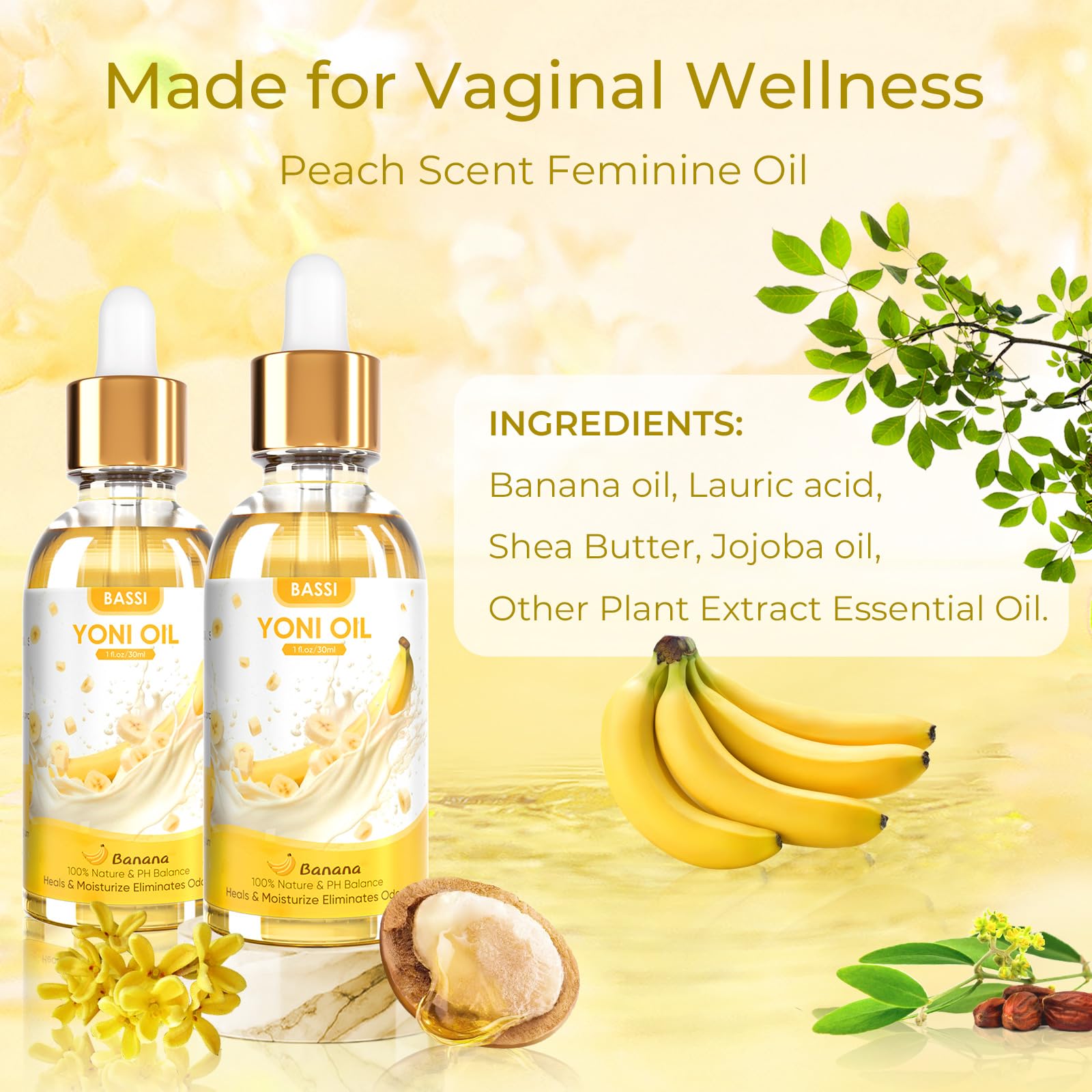 2PCS Yoni Oil Organic Feminine Oil Vaginal Moisturizer - Ph Balance for Women - Feminine Deodorant BASSI buy supplements canada