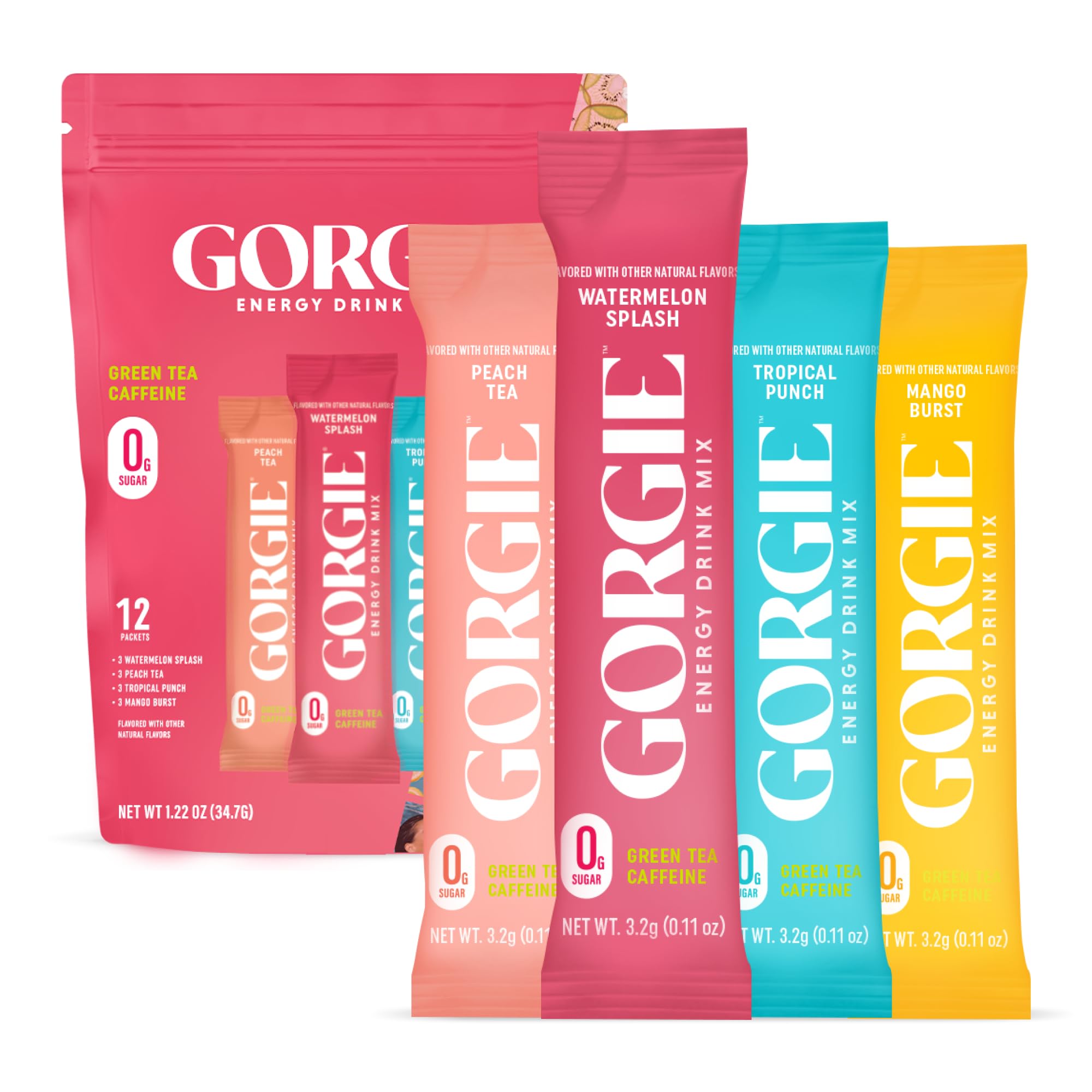 GORGIE Bestsellers Variety, Sugar-Free Natural Energy Drink Mix, On the Go Powder, Healthy Energy Drinks - Green Tea Caffeine, Biotin, B Vitamins -150mg Caffeine, L-Theanine, Vegan, & Low Calorie (Pack of 12) GORGIE buy supplements canada