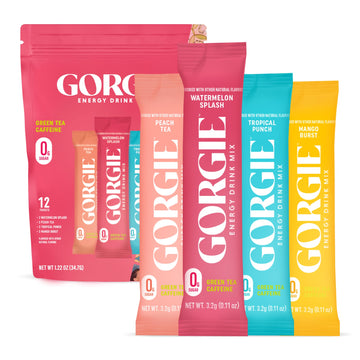 GORGIE Bestsellers Variety, Sugar-Free Natural Energy Drink Mix, On the Go Powder, Healthy Energy Drinks - Green Tea Caffeine, Biotin, B Vitamins -150mg Caffeine, L-Theanine, Vegan, & Low Calorie (Pack of 12) GORGIE buy supplements canada