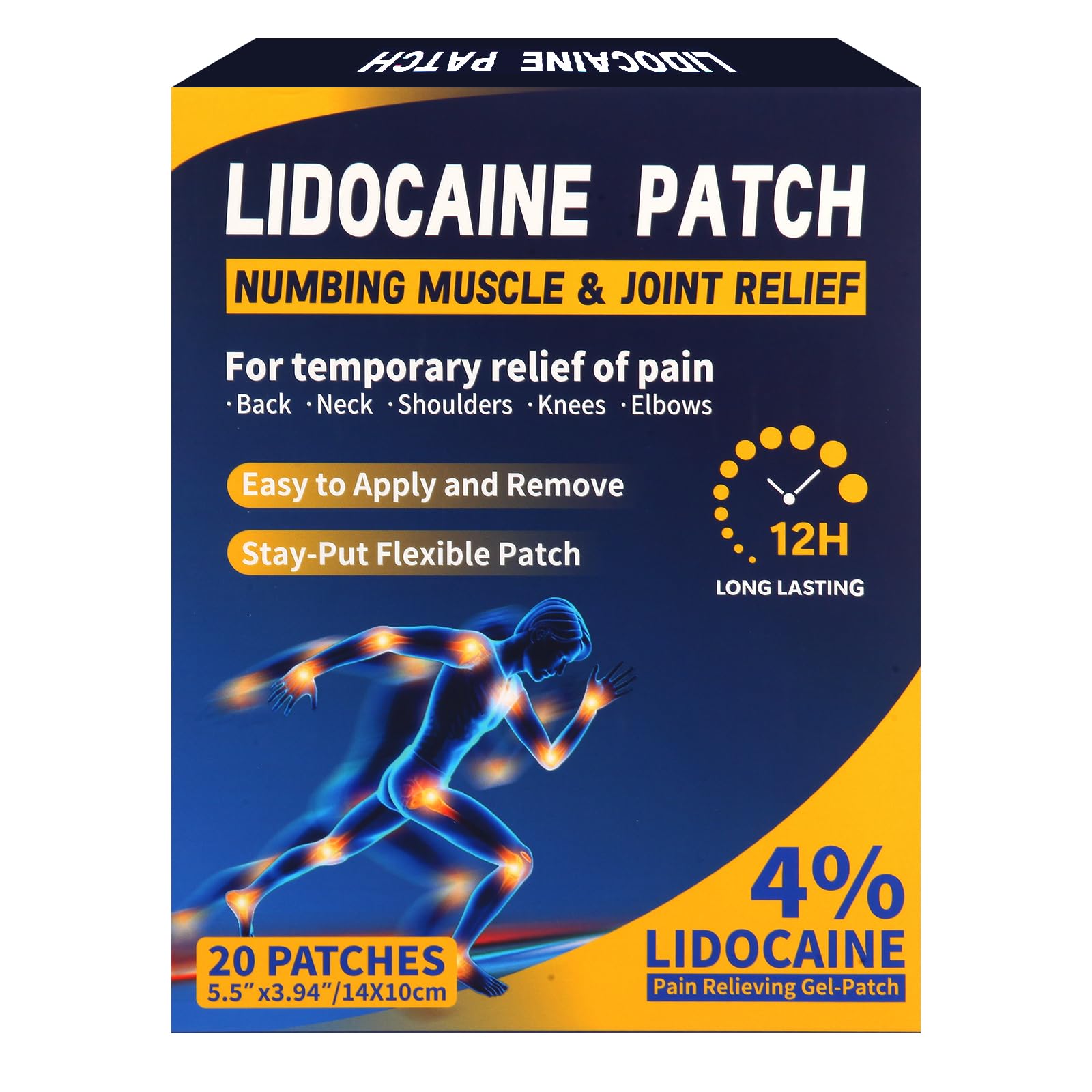 AROSLU Lidocaine Pain Relief Patches Maximum Strength Numbing Gel Patch for Back Knee Neck Shulder Joint Ache Muscle Soreness ICY Compress Topical 20-PCS AROSLU buy supplements canada