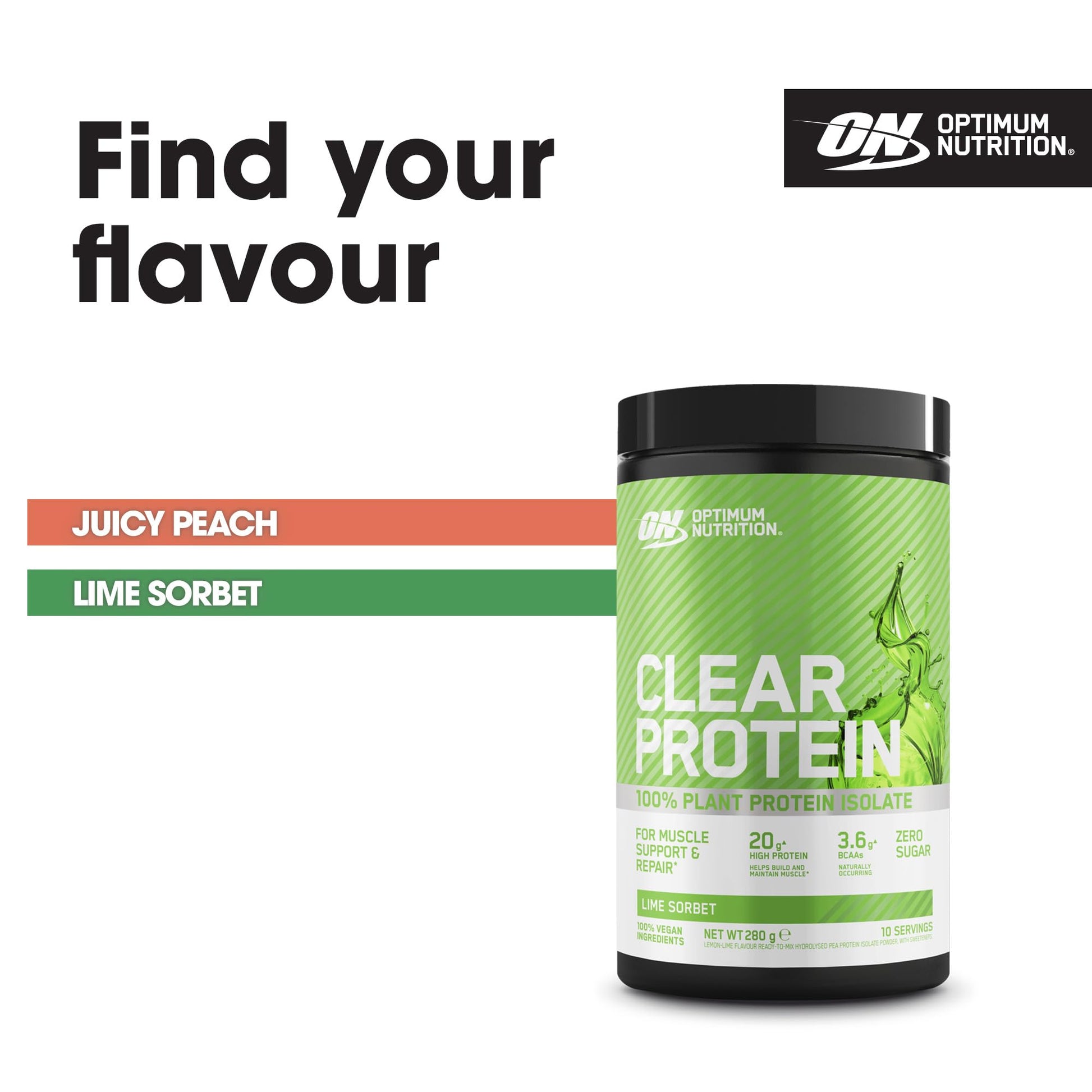 Optimum Nutrition Clear Protein 100% Plant Protein Isolate, Lime Sorbet Optimum Nutrition buy supplements canada