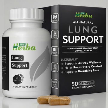 MyHerba Lung Support Supplement - Vegan Formula with Marshmallow Root, Chlorella, Ginkgo Biloba Leaf, Irish Sea Moss & PAU D’Arco - Deep Lung Cleanse, Detox and Immune Support for Adults, 50 Capsules MyHerba buy supplements canada