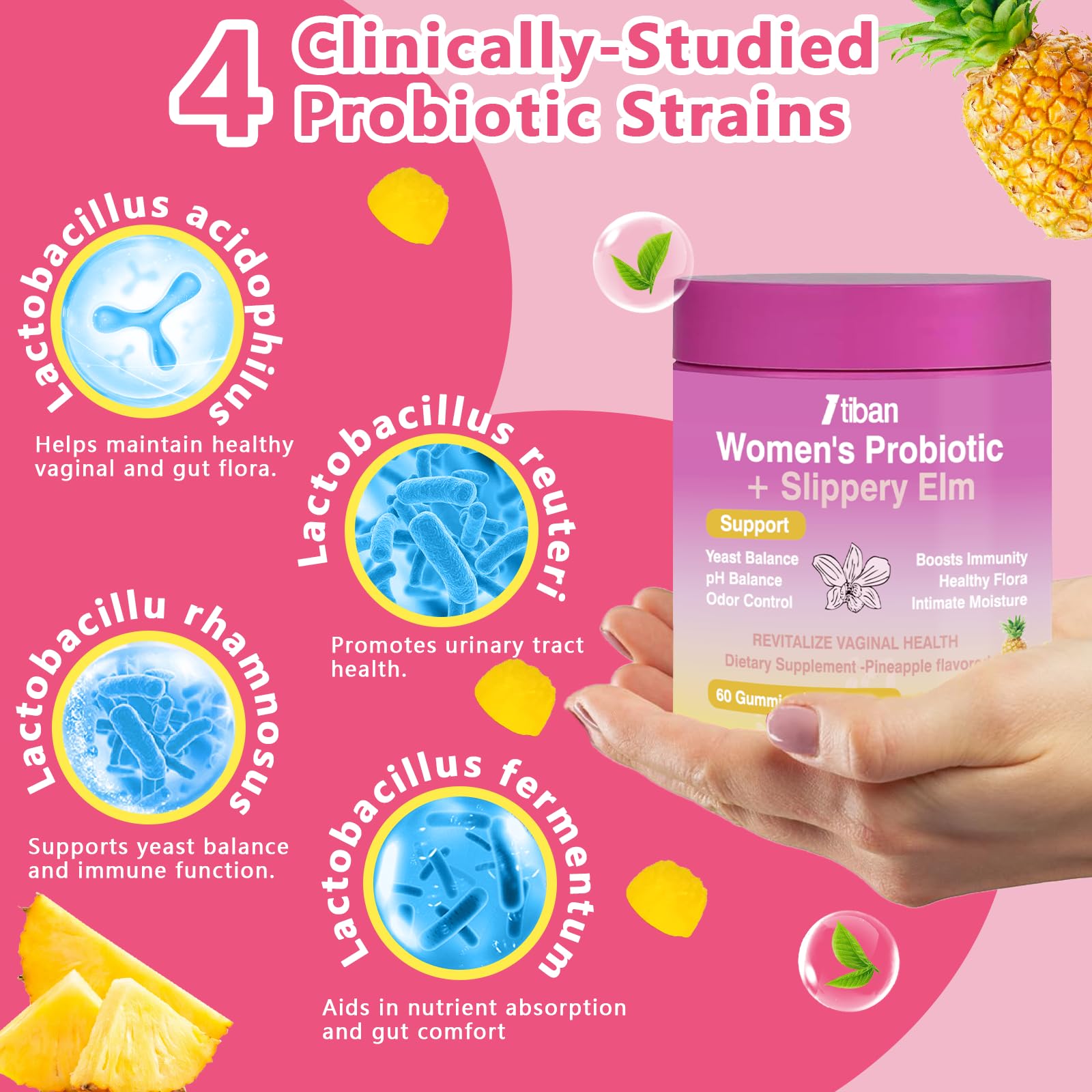 Itiban Feminine Vaginal Probiotics Gummies, Supports pH Balance & Digestive Health, Slippery Elm for Women, Suagr-Free Itiban buy supplements canada