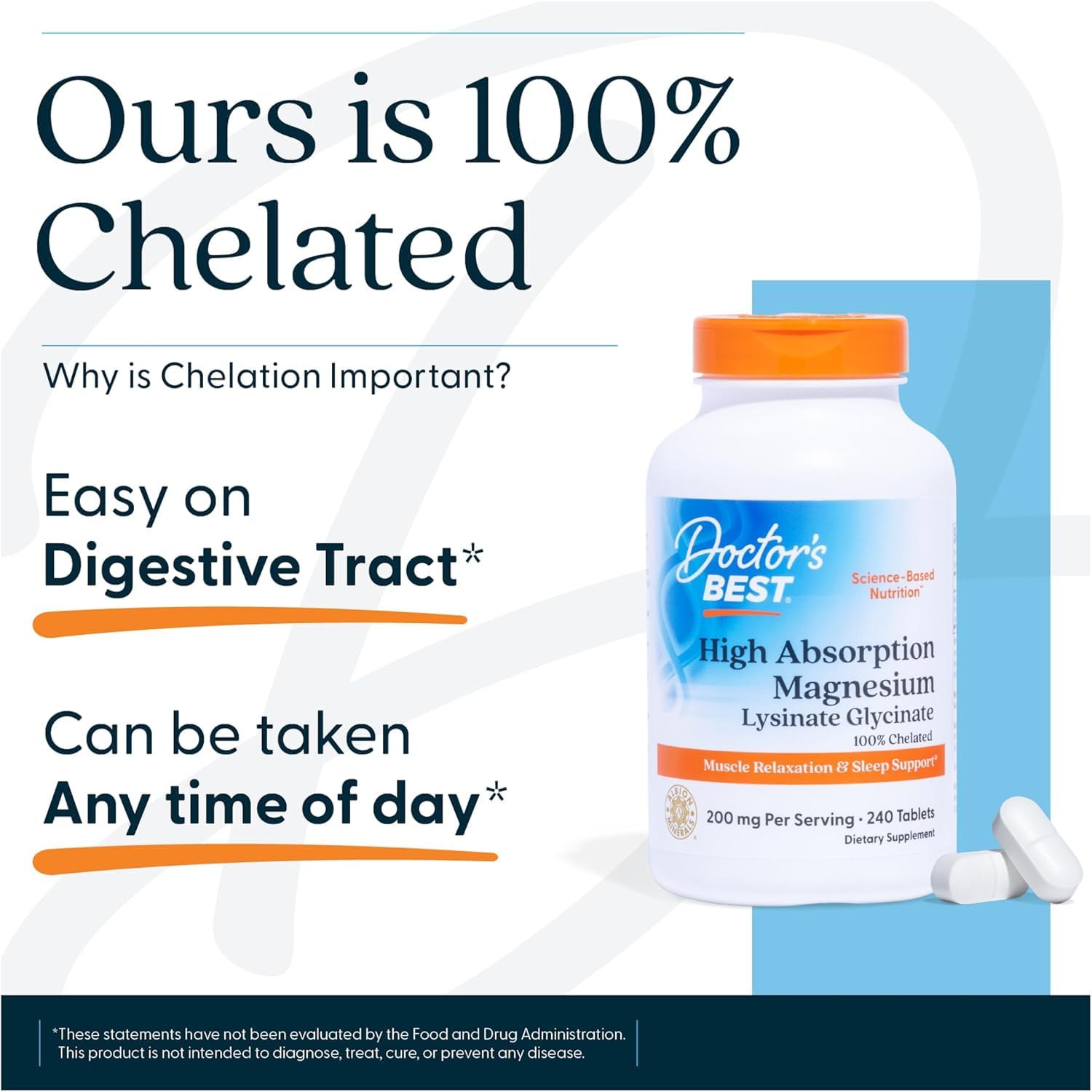 Doctor's Best High Absorption Magnesium Glycinate Lysinate Supplement for Sleep Support - Chelated Magnesium Tablets for Women & Men, 200mg per Serving, Supports Calm & Relaxation, Vegan - 120 Count Doctor's BEST buy supplements canada