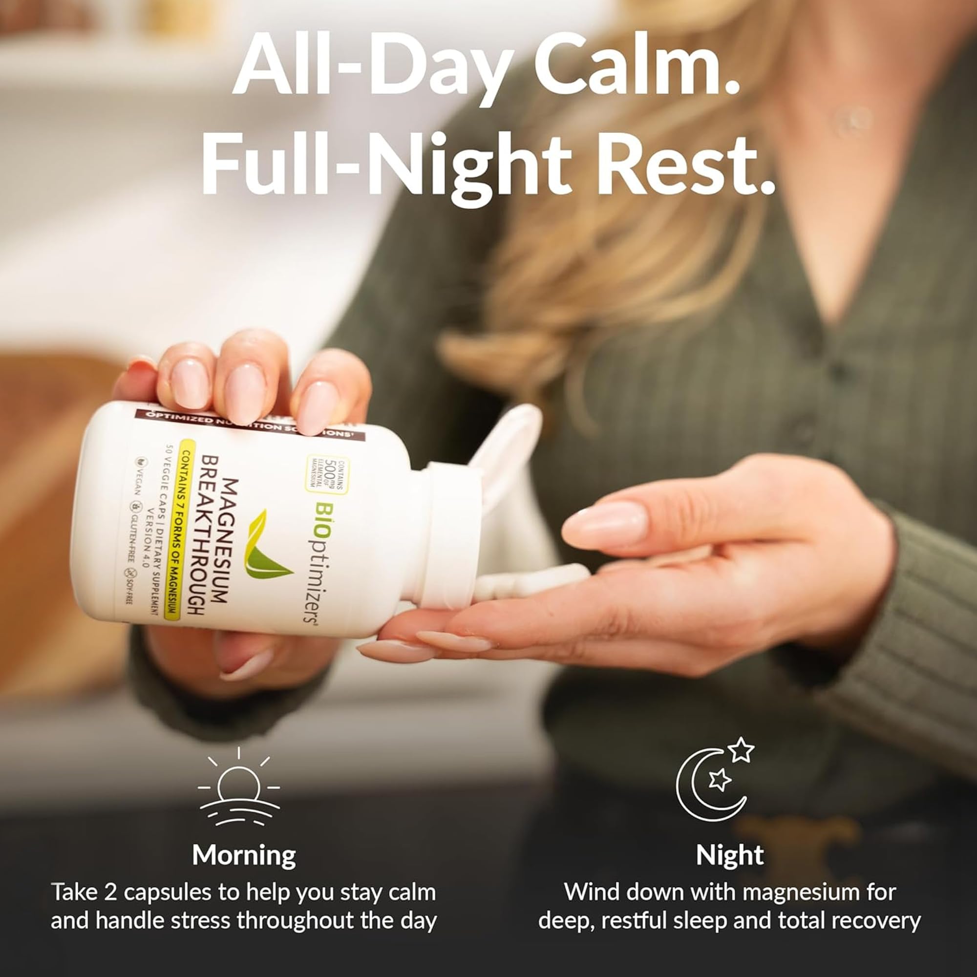 BIOptimizers Magnesium Breakthrough Supplement with 500mg - 7 Forms of Magnesium: Glycinate, Malate, Citrate, and More - Natural Support for Sleep and Cognitive Function -30 Capsules- Calming Vitamins BIOptimizers buy supplements canada